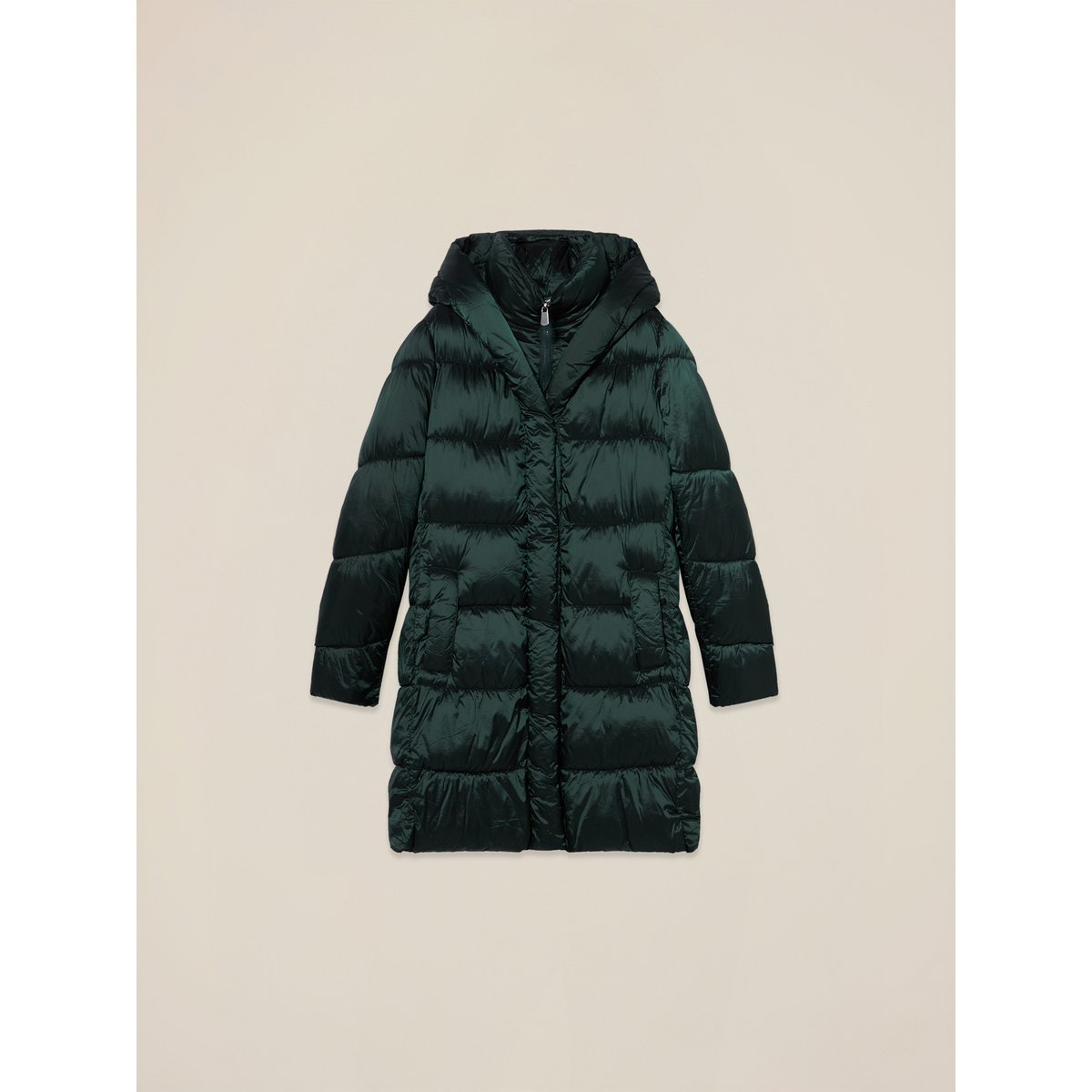 Veste matelassée longue avec capuche vert, OLTRE