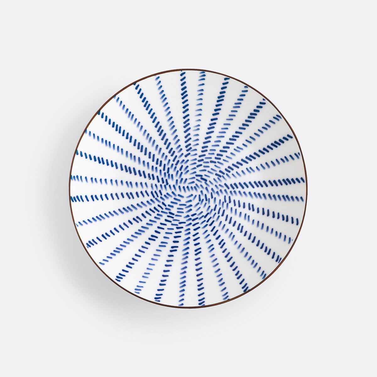 Lot de 4 assiettes à dessert motif rayons, Bowlia bleu/blanc, LA REDOUTE INTERIEURS