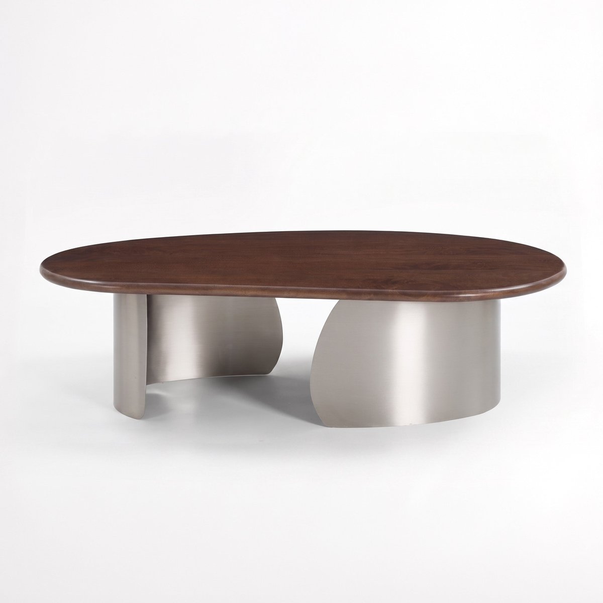Table basse en bois de manguier et métal brossé 120 cm - SELMA marron foncé et métal, MAISON PAVANE
