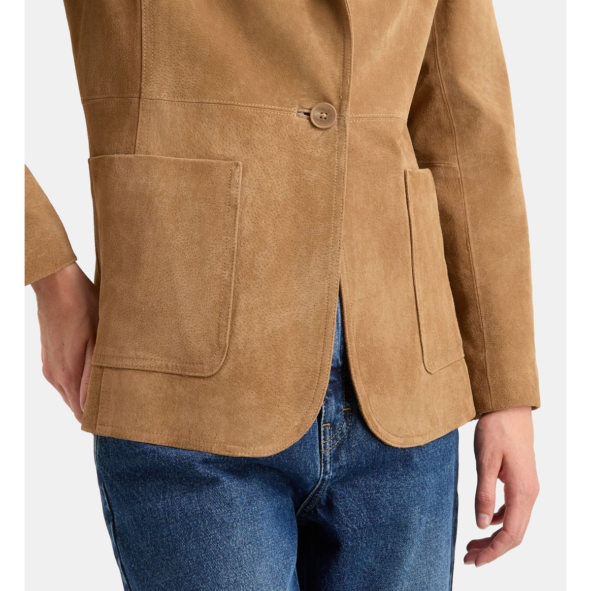 Veste droite fred daim marron, GALERIES LAFAYETTE
