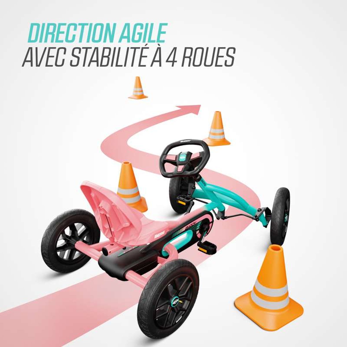 Kart à Pédales pour Enfants, 3+ Ans, Buddy Lua pink/mint, BERG TOYS