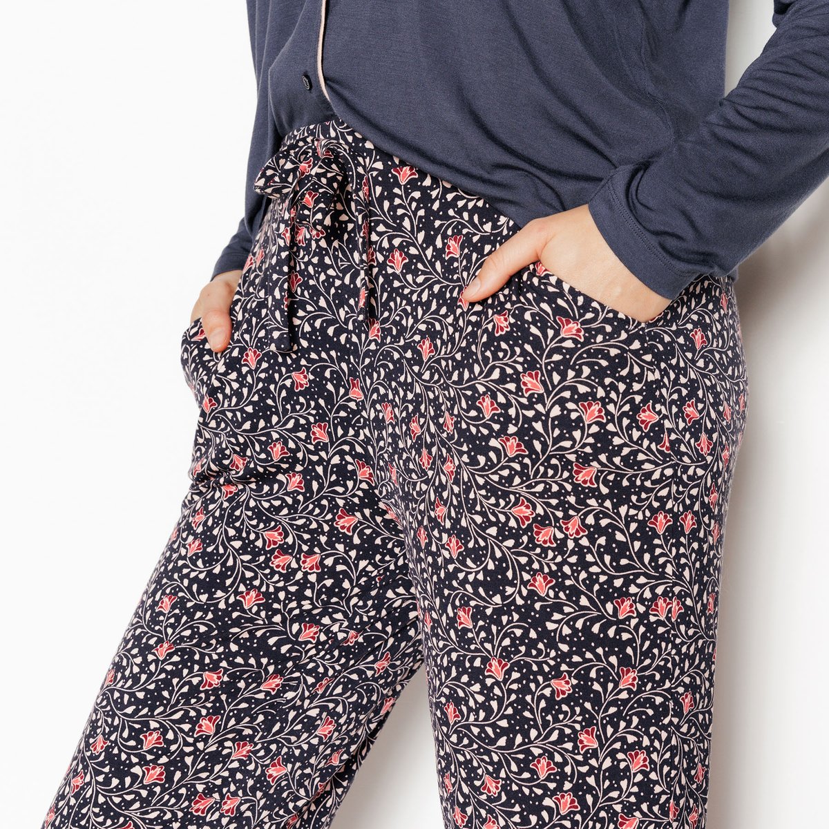 Pantalon pyjama CAMILLE gris/rose, ROUGEGORGE LINGERIE