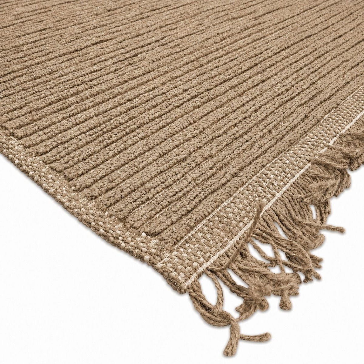 Tapis en jute artisanal avec franges JUTE NATUREL - style bohème beige, THE DECO FACTORY