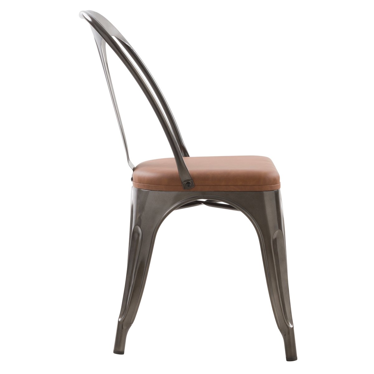 Lot de 2 chaises en métal et cuir synthétique - CHARLY gris anthracite et marron, MAISON PAVANE