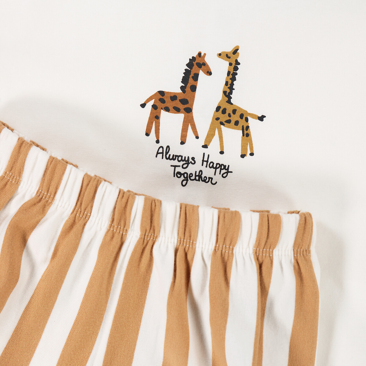 Conjunto t-shirt e calções castanho/cru, LA REDOUTE COLLECTIONS