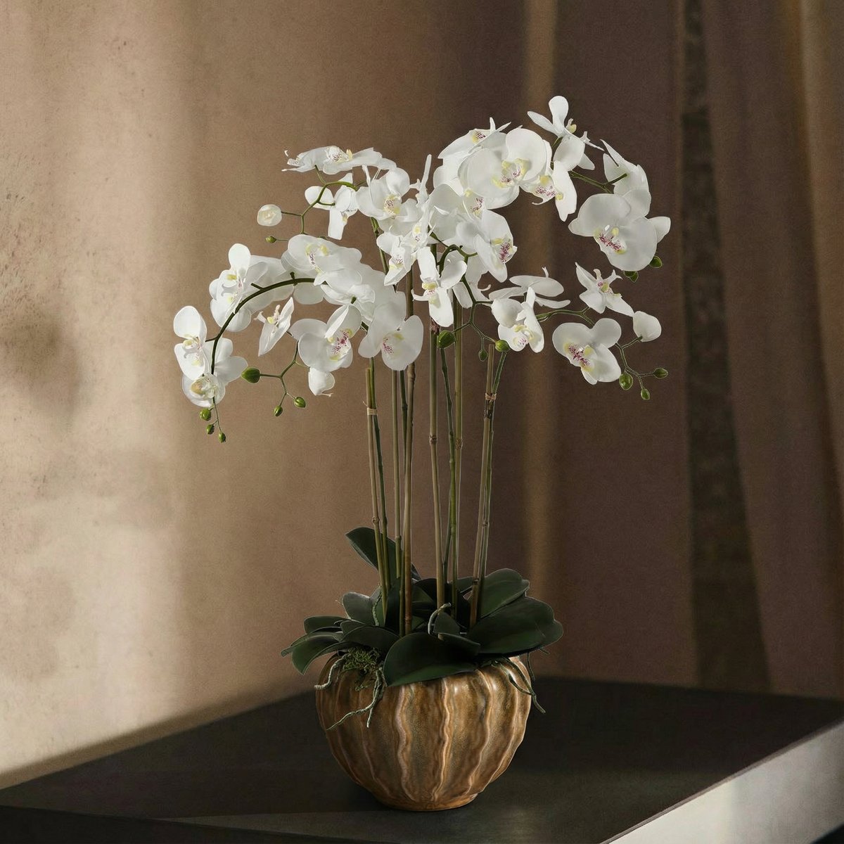 Cache-pot décoratif en céramique artisanale D26 WABI beige, SIA DECO