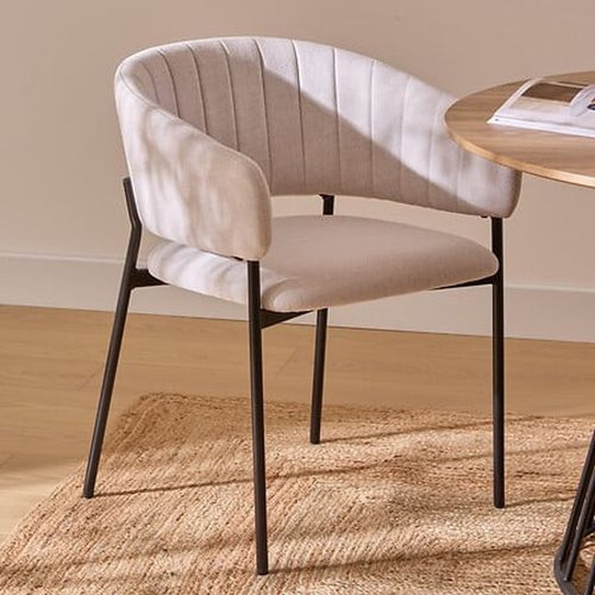 Lot de 2 fauteuils à diner en tissu SOLEA beige, TOILINUX