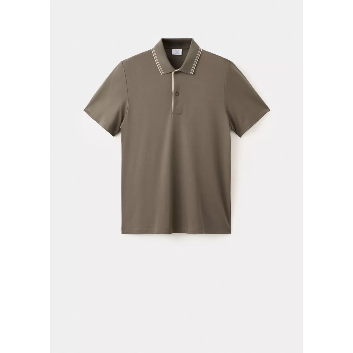 Polo slim fit détail col marron moyen, MANGO MAN