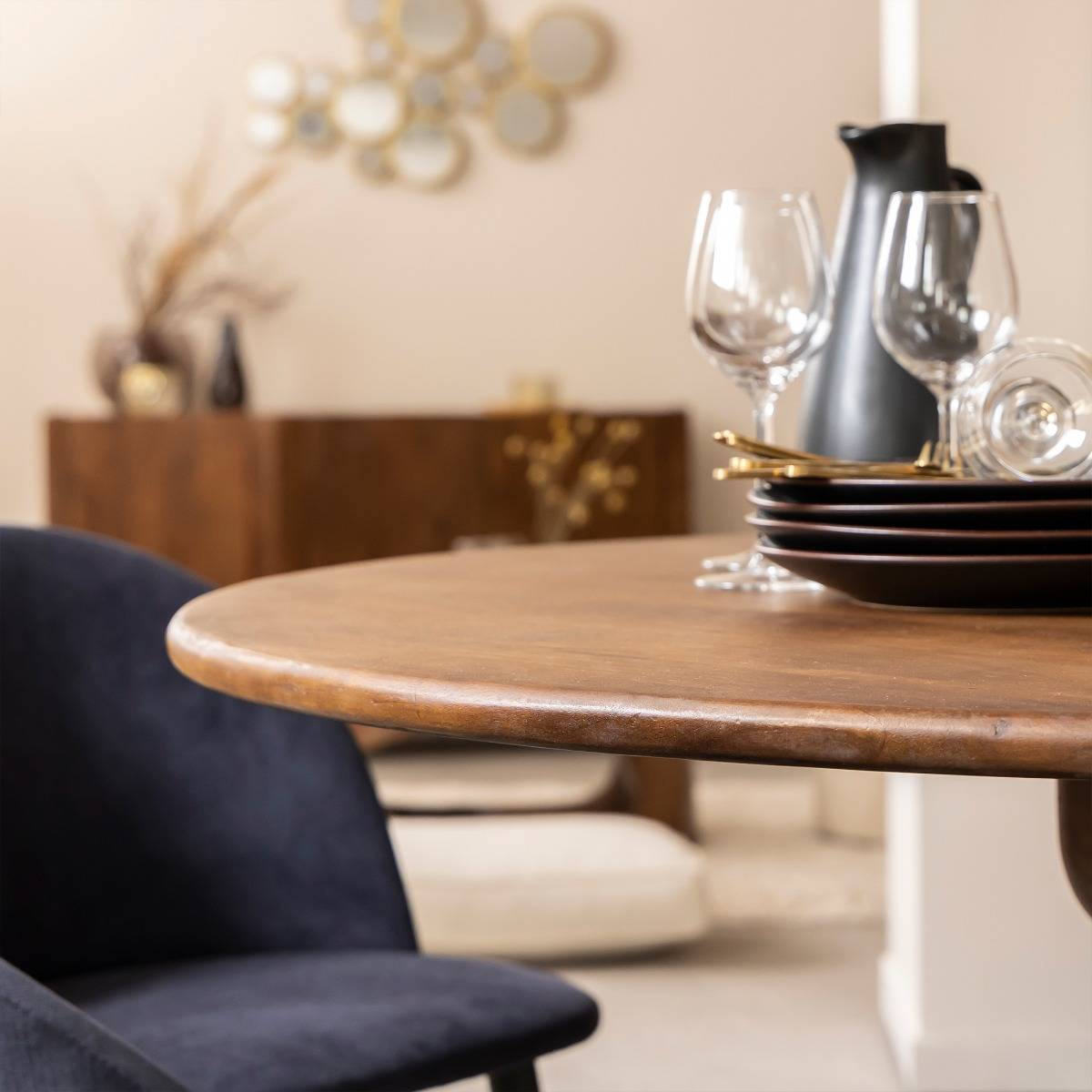 Table à manger en bois de manguier ZOLA bois foncé, MADE IN MEUBLES 