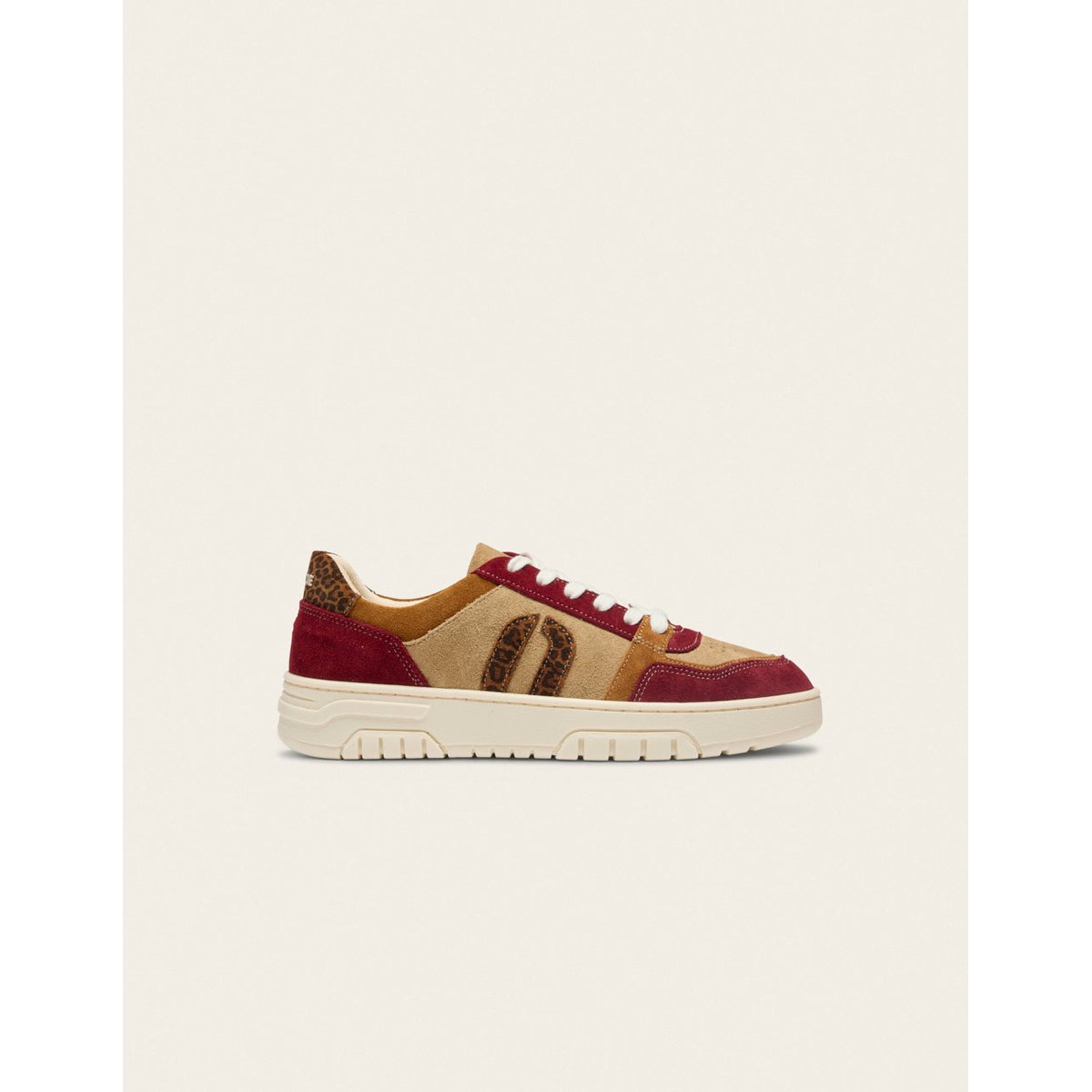 Baskets basses NORA bordeaux camel beige, ODAJE