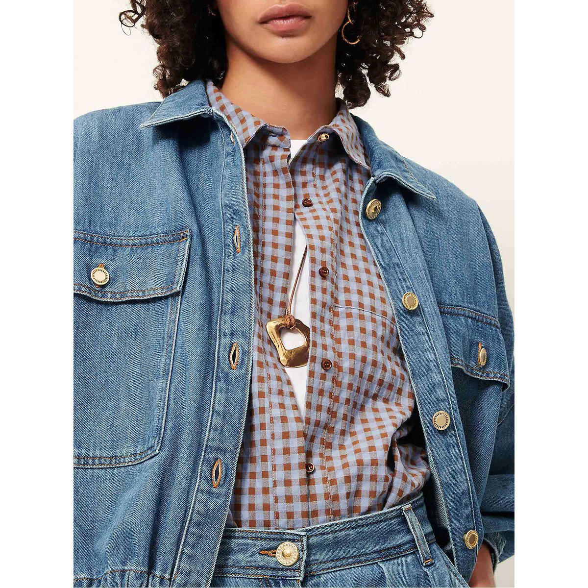 Veste courte en denim à manches longues et base coulissante, CAZANIM denim bleu, SESSUN