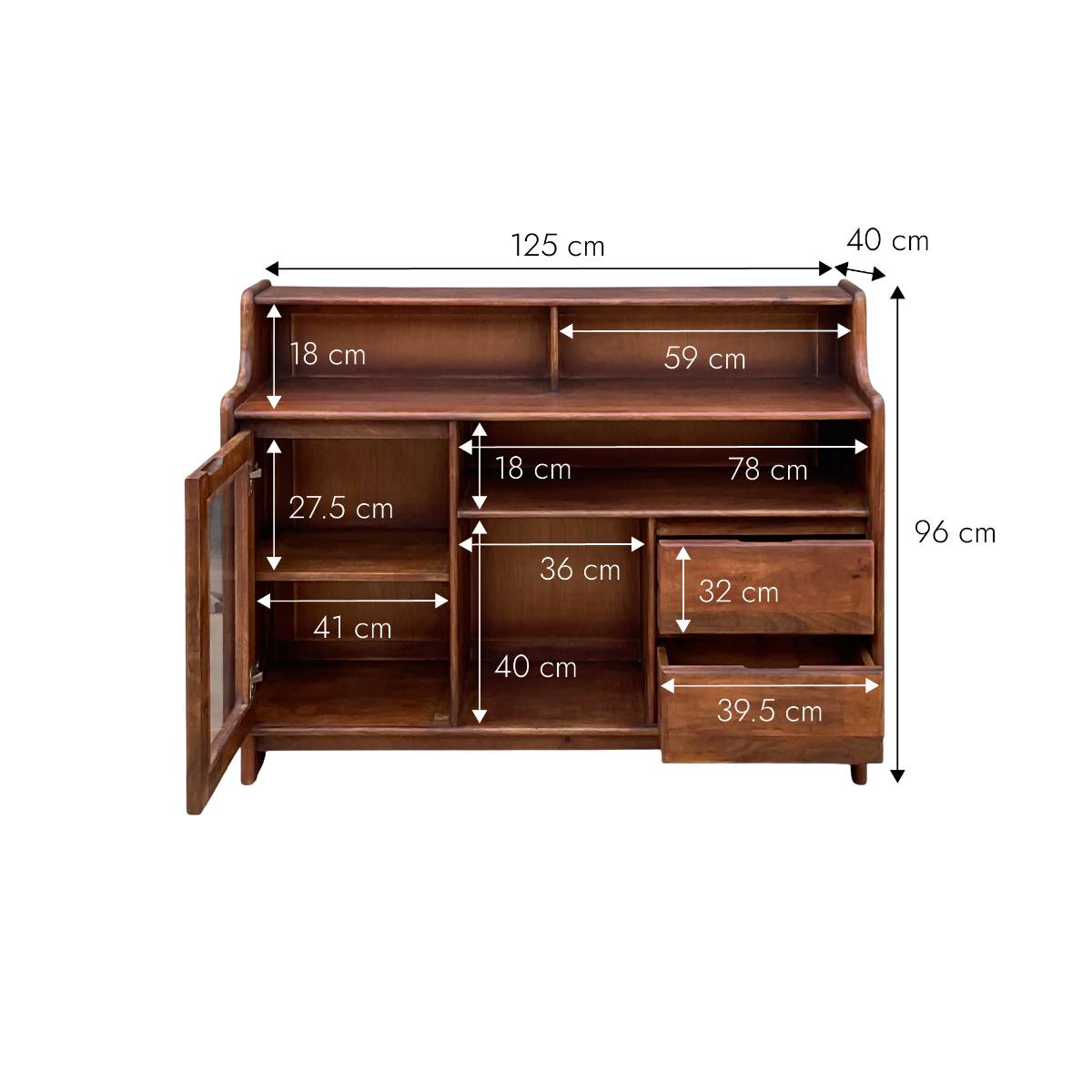 Buffet comptoir en bois de manguier ARNO bois foncé, MADE IN MEUBLES