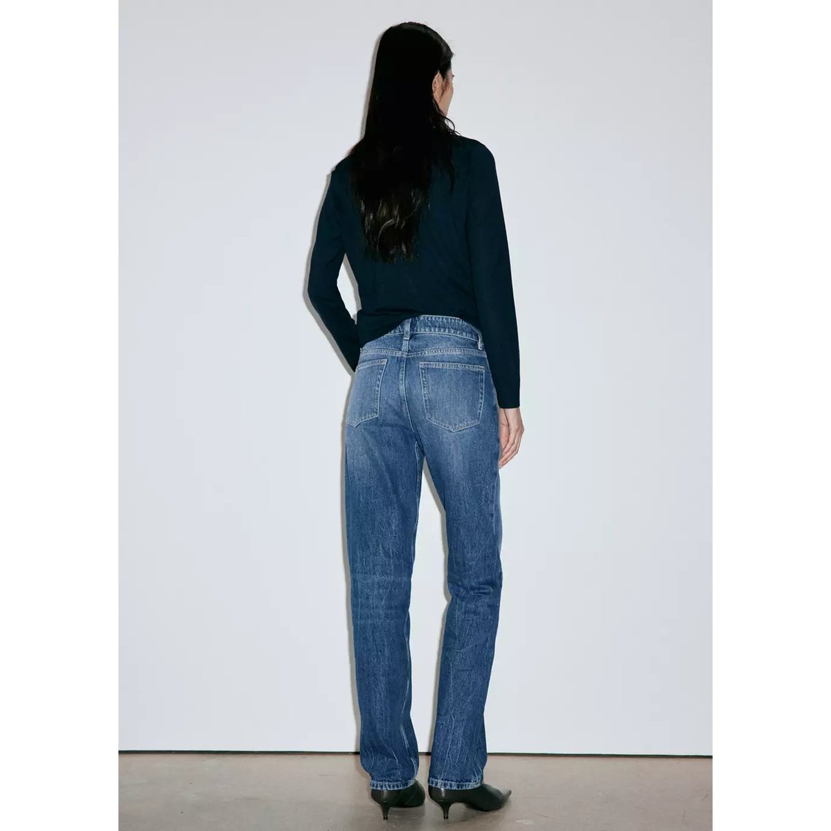 Jean slim taille classique bleu foncé, MANGO