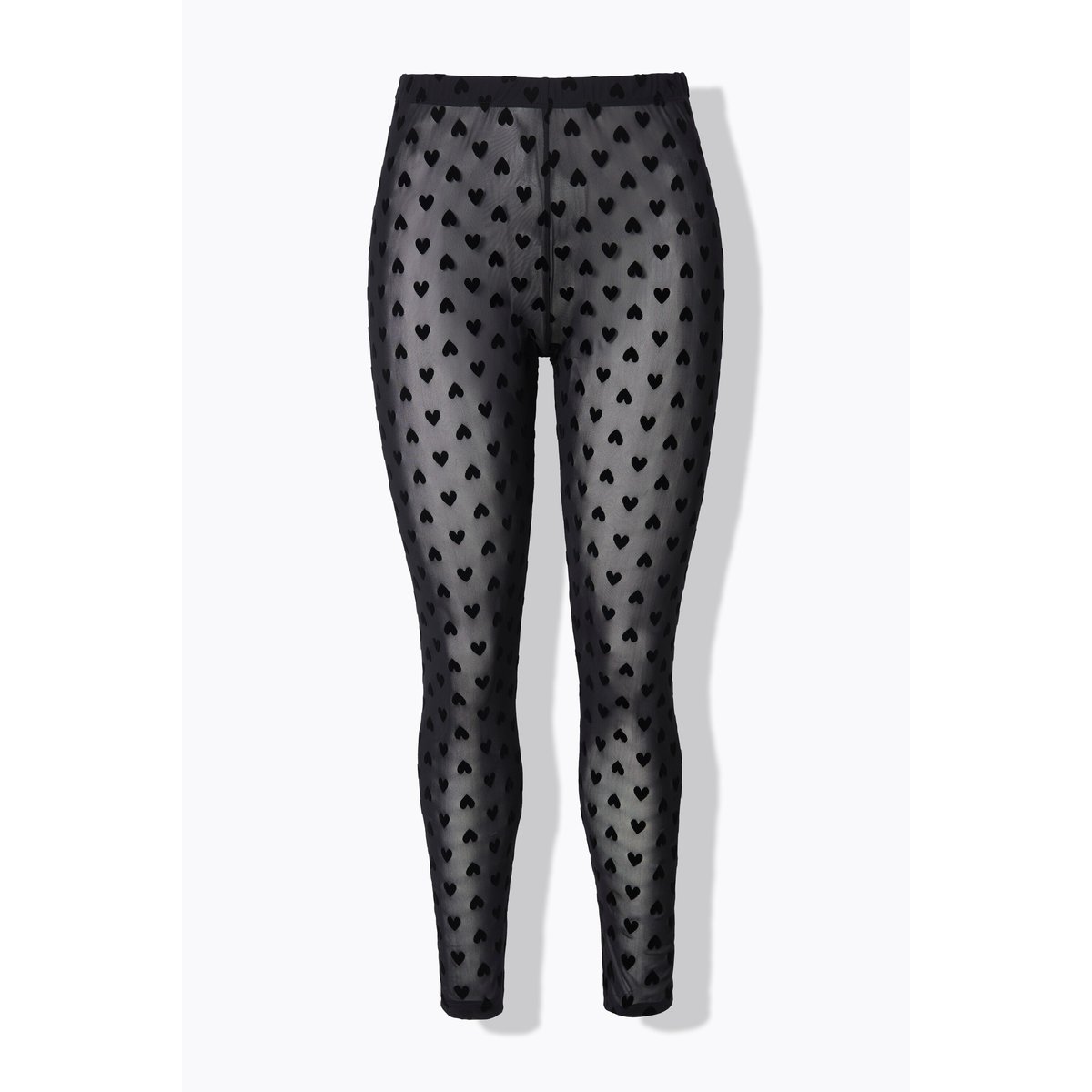 Legging en mesh, cœur floqué sur la cuisse noir, ULLA POPKEN