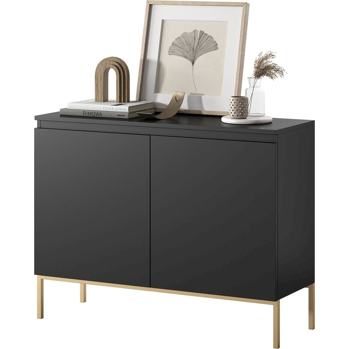 Buffet 2 portes design métal BEMMI noir, RECOLLECTION