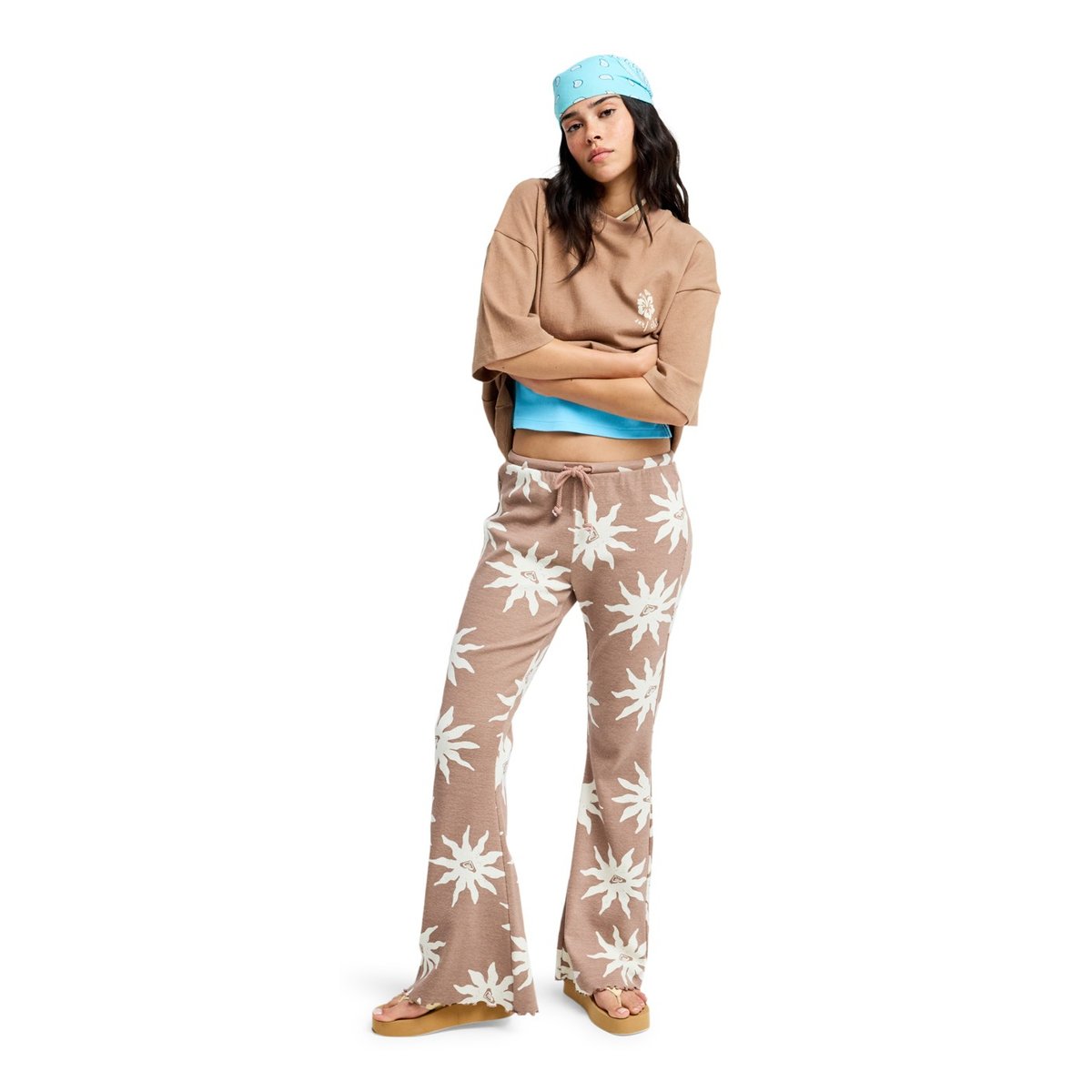 T-Shirt, manches courtes, col rond, Floral. marron brownie, ROXY