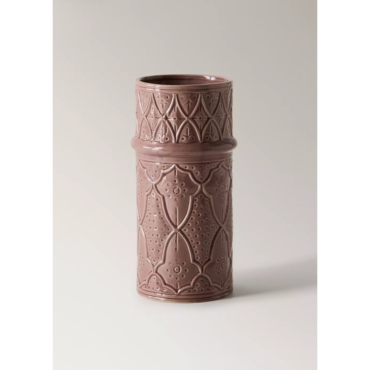 Grand vase en grès à relief rose, MANGO HOME