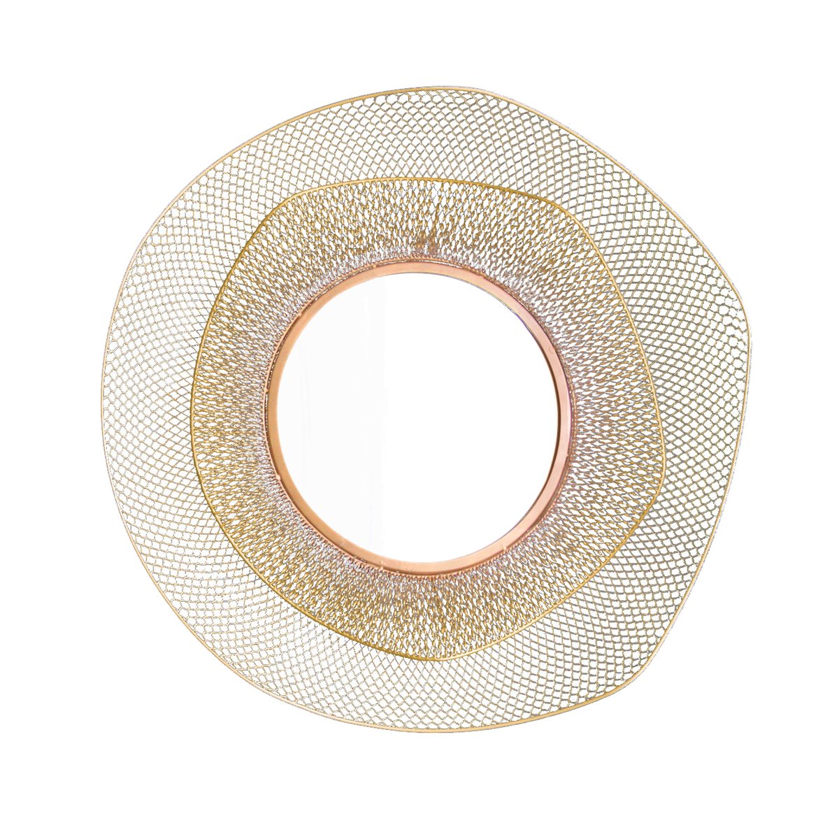 Miroir forme organique en métal avec relief, LAWI jaune, OVIALA