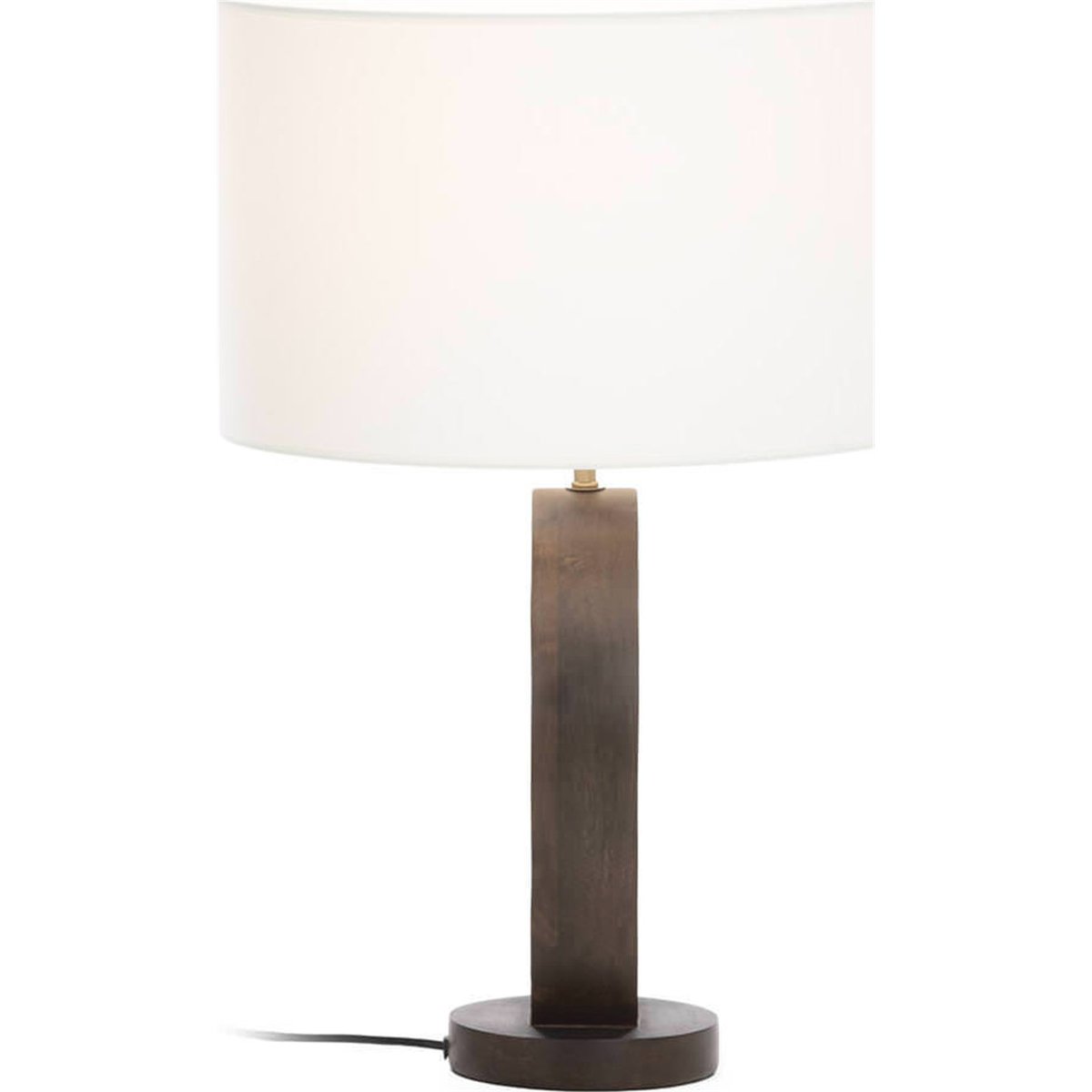 Lampe de table en bois au design ajouré marron foncé et blanc, RECOLLECTION