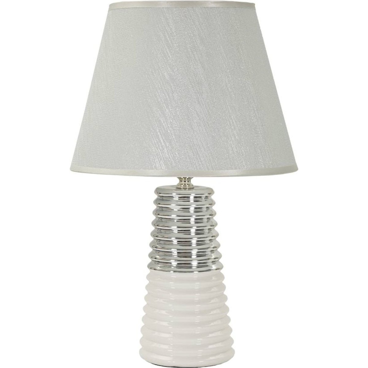 Lampe à poser en céramique striée GLAM blanc et argent, RECOLLECTION