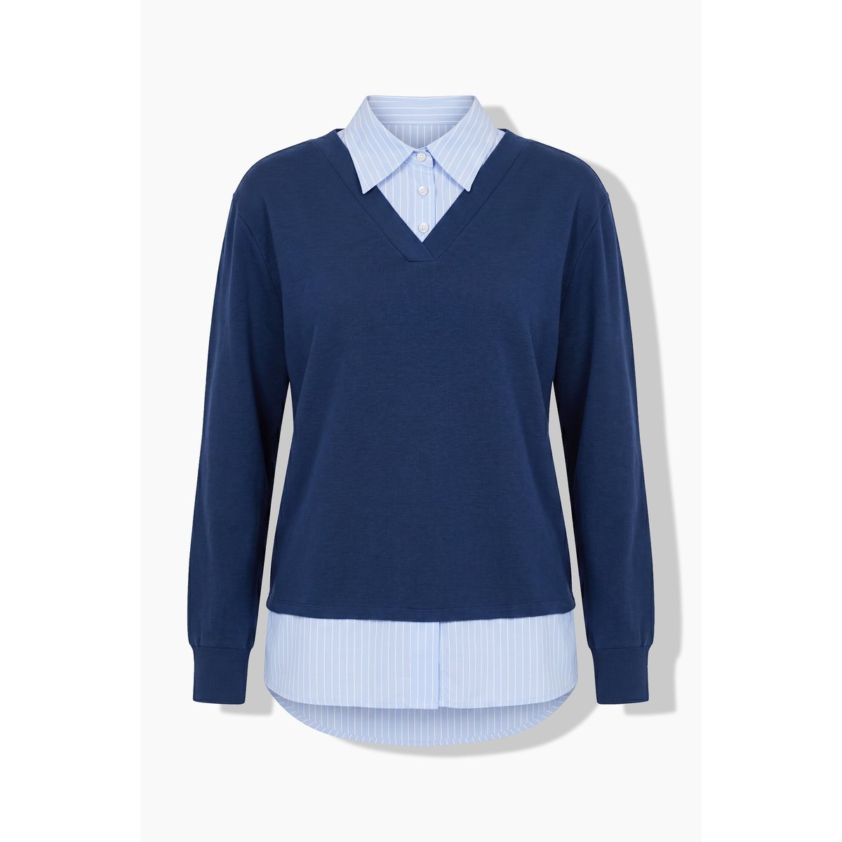 Sweat-shirt, effet de superposition bleu encre, ULLA POPKEN