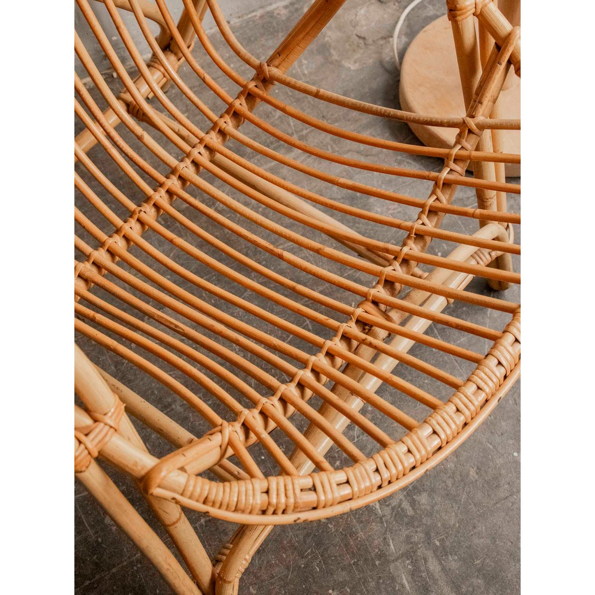 Fauteuil en rotin au style bohème Ernest N°947 - Bon état bois clair, DEBONGOUT