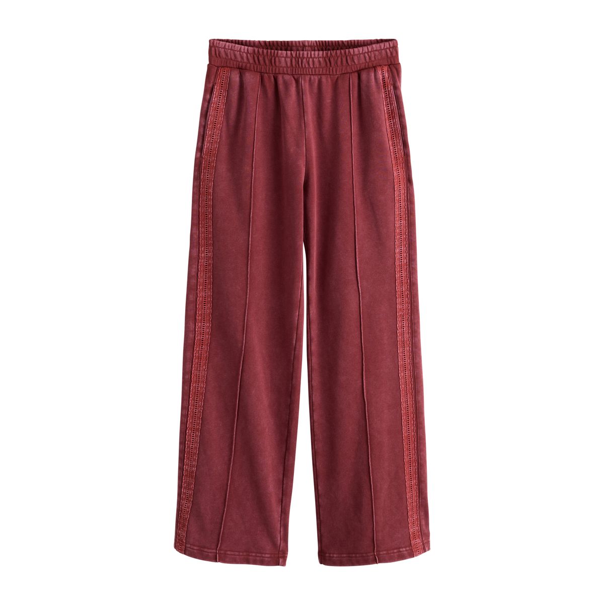 Pantalon de jogging large délavé à dentelle rouge, NEXT