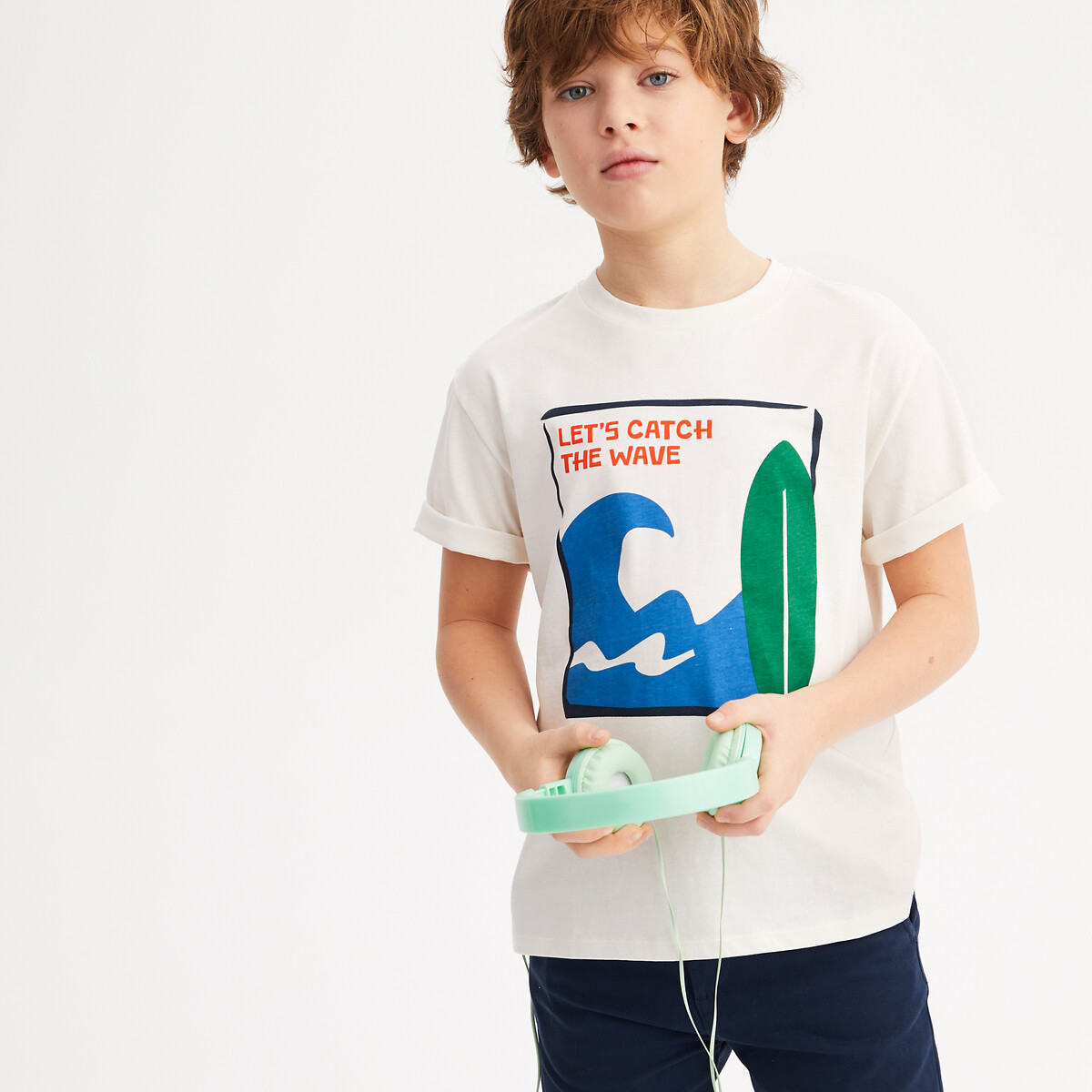 T-shirt manches courtes oversize imprimé ecru, LA REDOUTE COLLECTIONS