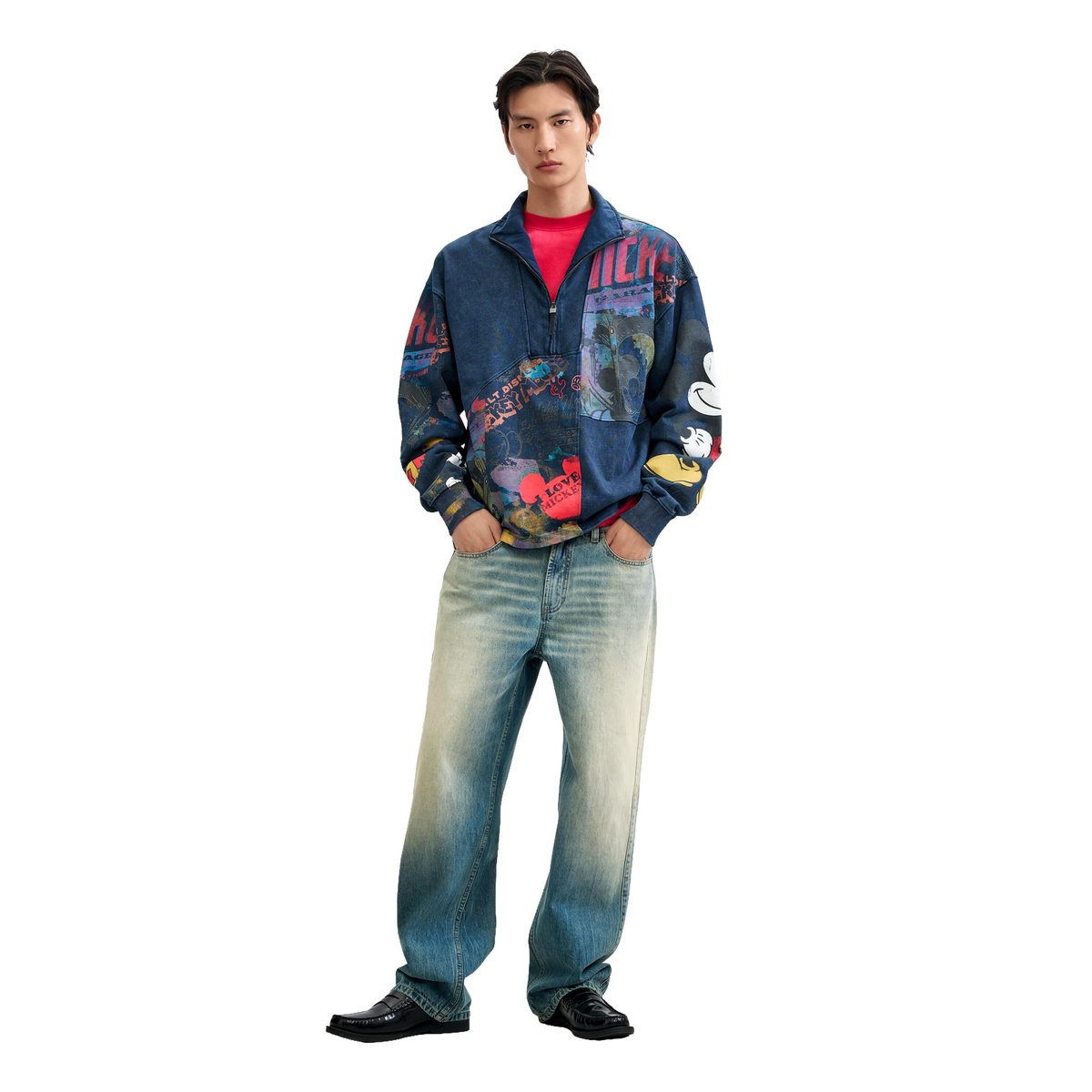 Sweat-shirt collage Mickey™ bleu, DESIGUAL