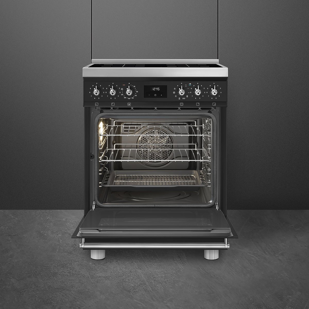Piano de cuisson induction 4 feux 60 cm C6IP noir mat noir mat, SMEG
