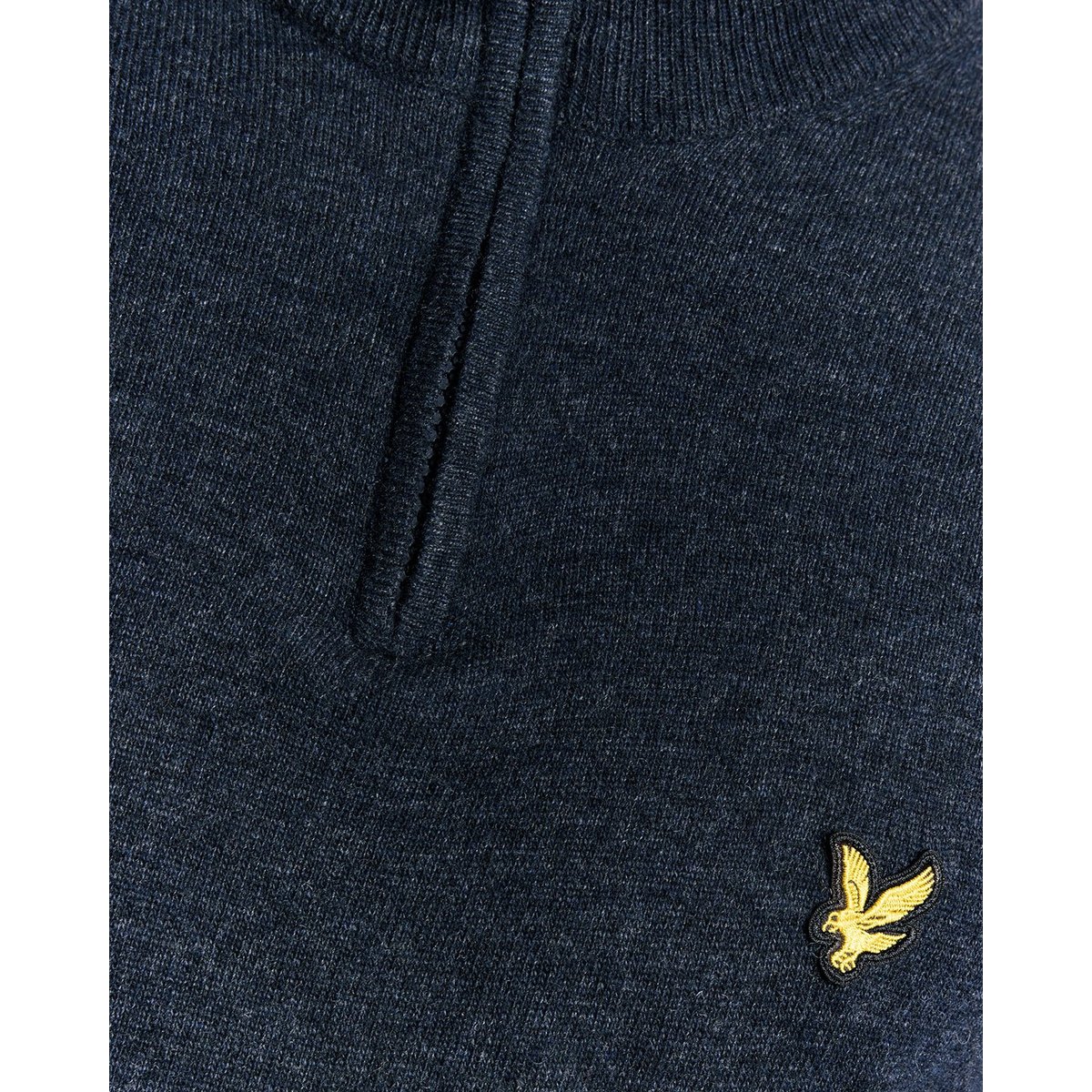 Pull camionneur en mélange de laine zippé bleu foncé marine chiné, LYLE & SCOTT