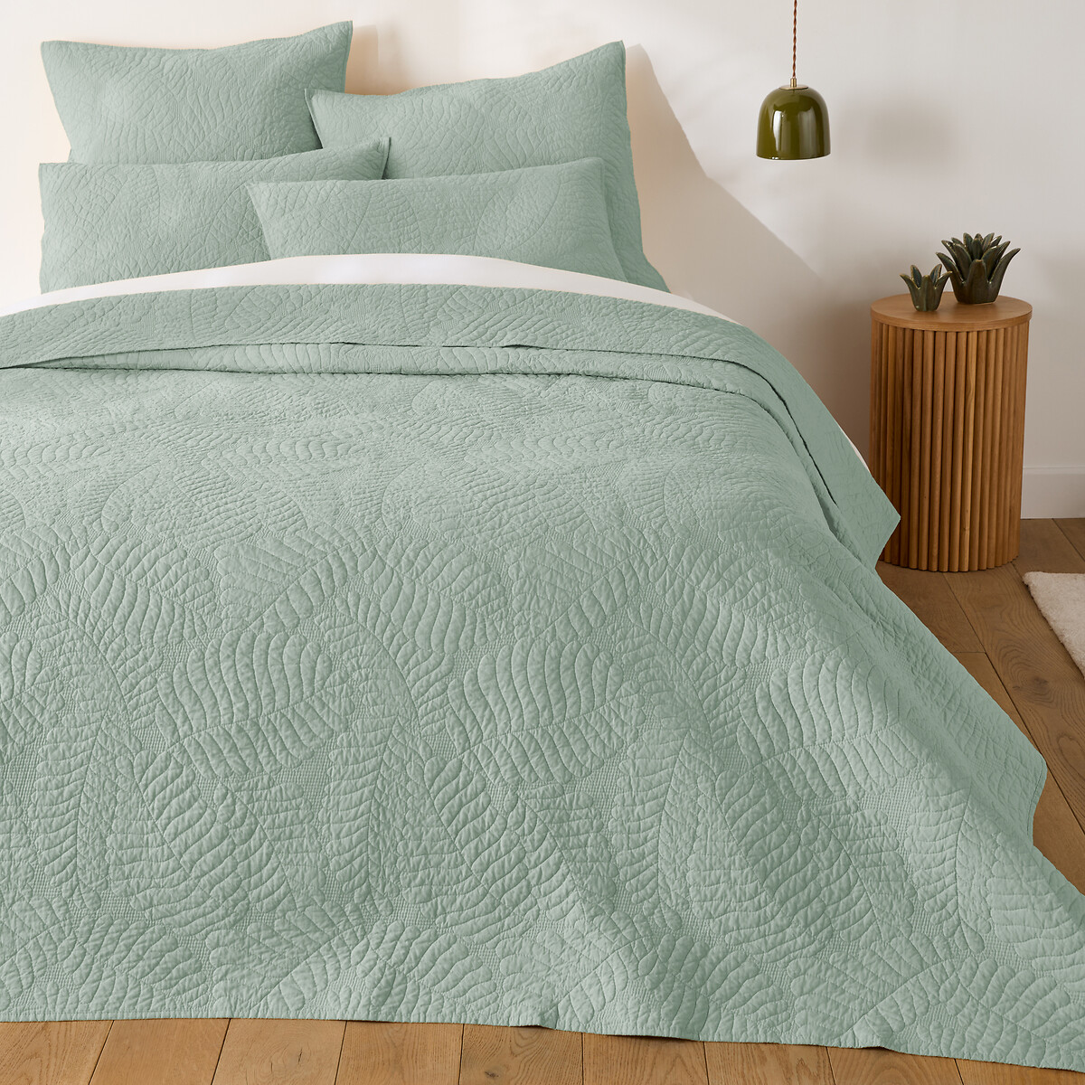 Couvre lit boutis matelassé coton Tropical vert d'eau, LA REDOUTE INTERIEURS