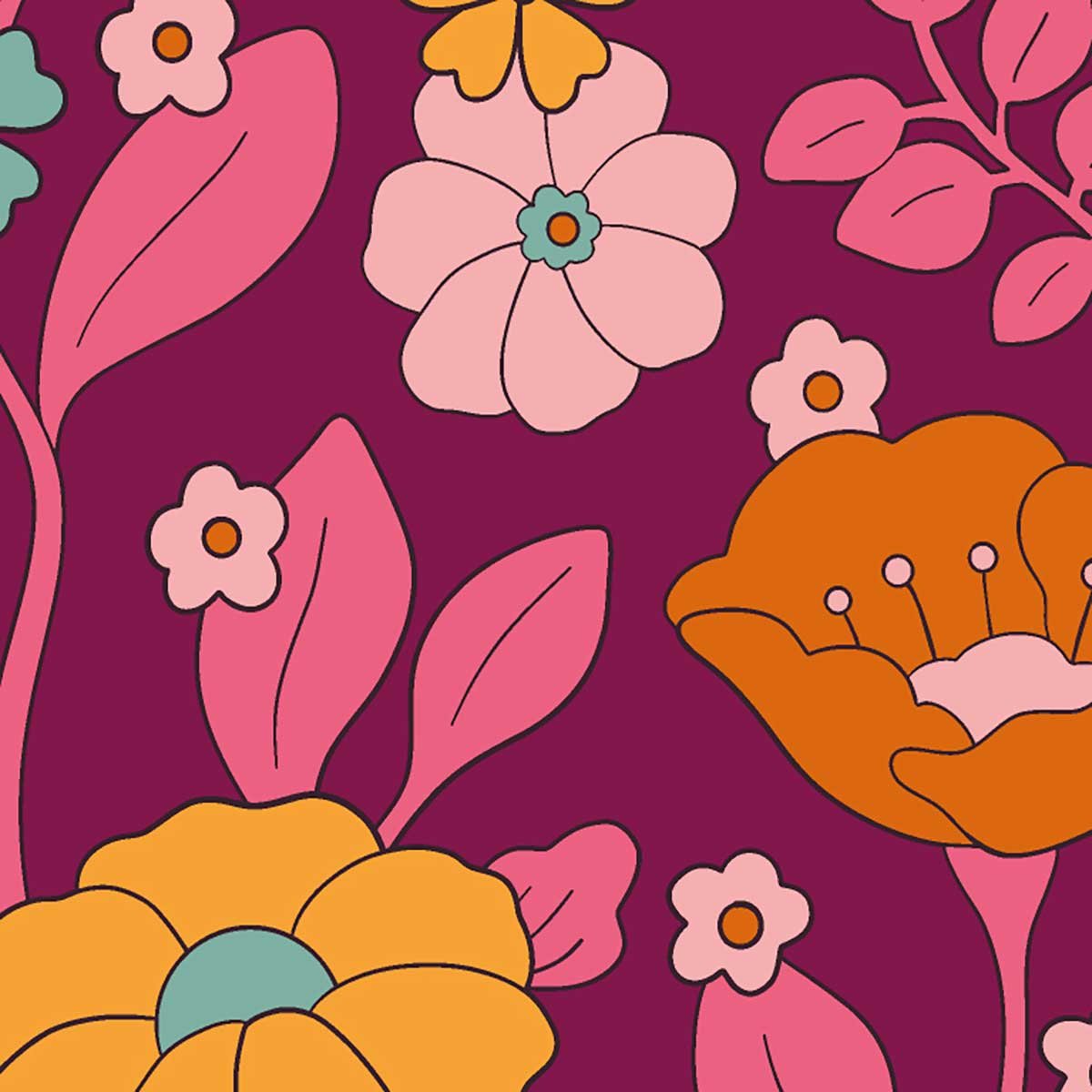 Papier peint fleuri intissé, HEXOA