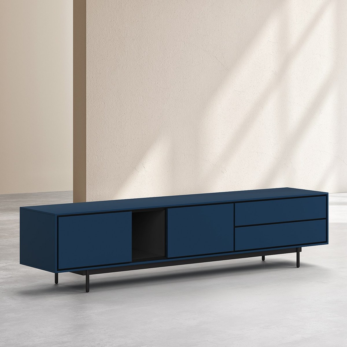 Banc TV mdf, panneau et dérivés de bois FARREL bleu, HABITAT
