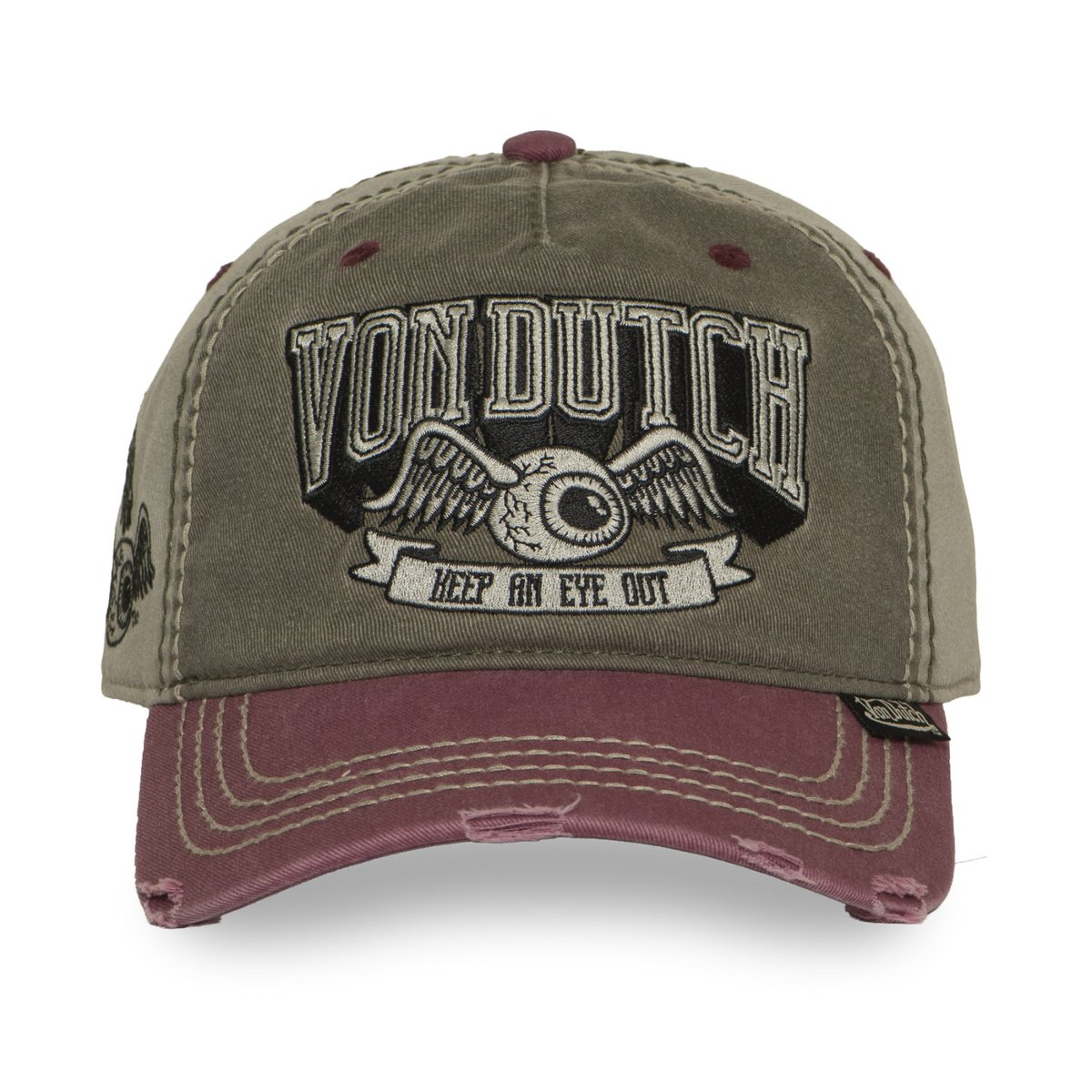 Casquette baseball RETRO gris foncé/gris clair/bordeaux/noir, VON DUTCH