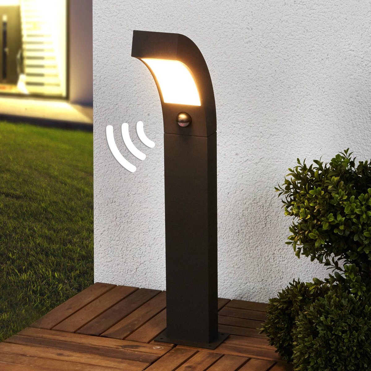 Luminaire extérieur en aluminium moderneLED gris graphite, blanc transparent, LUCANDE