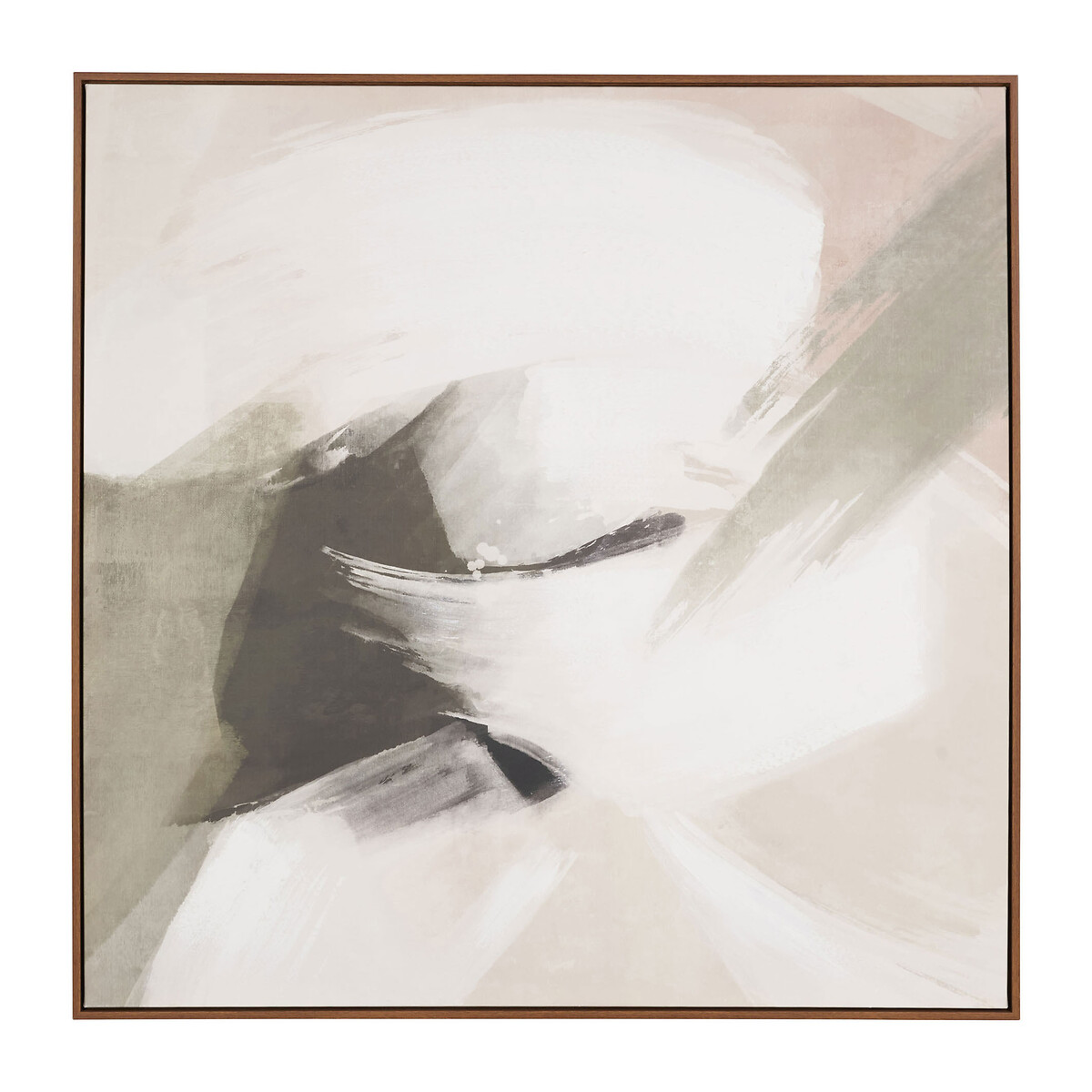 100x100cm Monochrome Abstract Square Canvas with Oak Effect Frame natural, SO'HOME