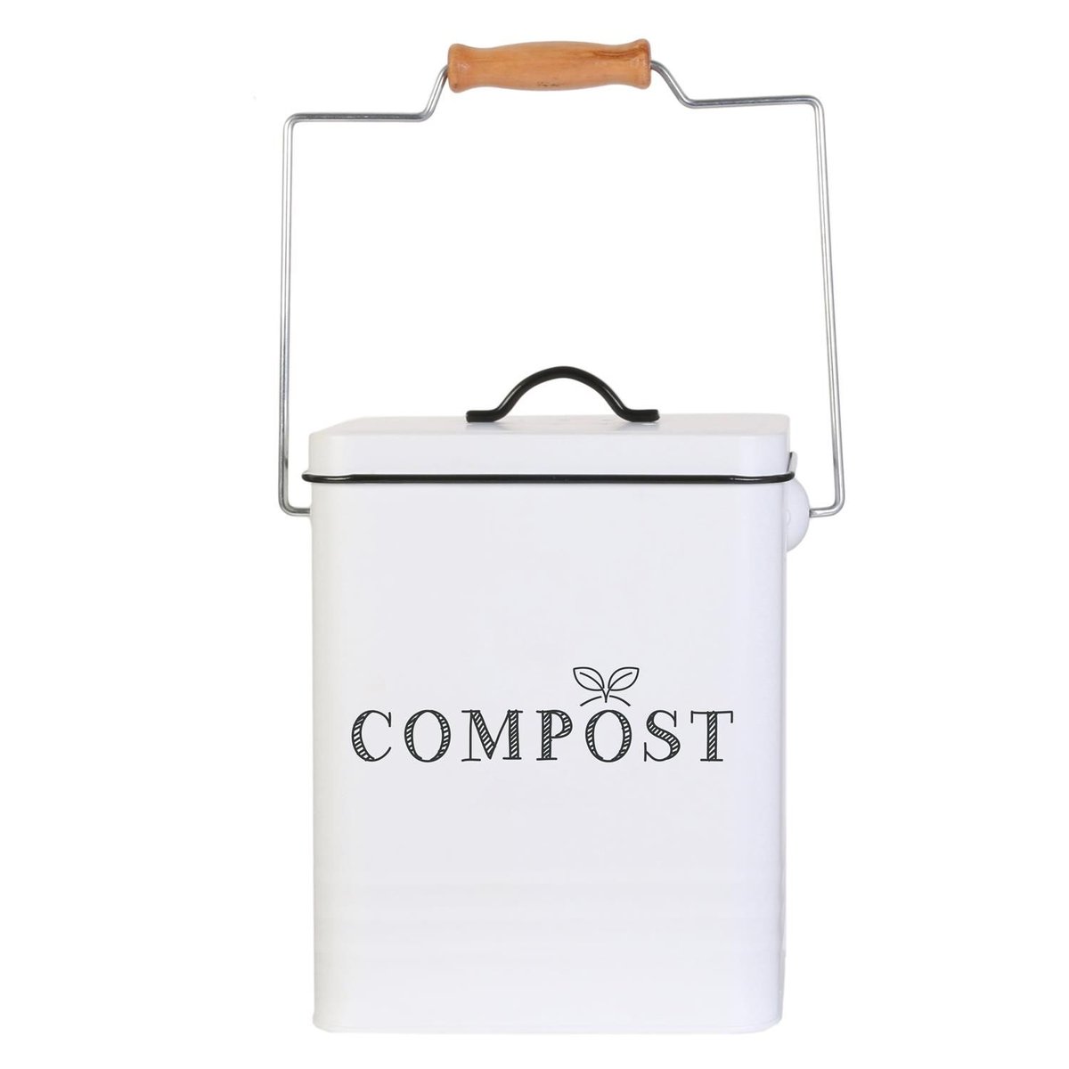 Poubelle de compostage en métal blanc, THE HOME DECO FACTORY
