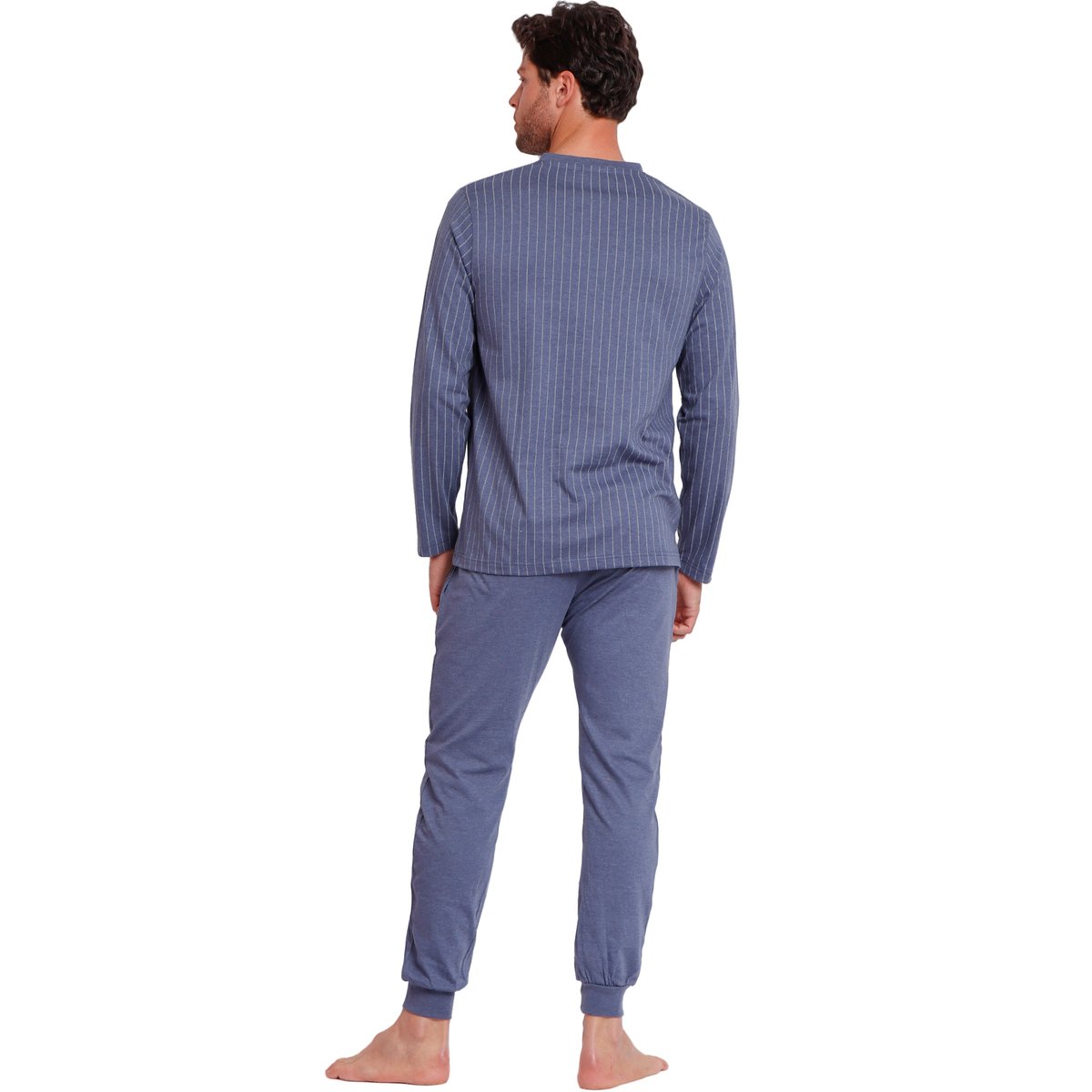 Pyjama tenue pantalon polo manches longues Blue Premium bleu, ADMAS