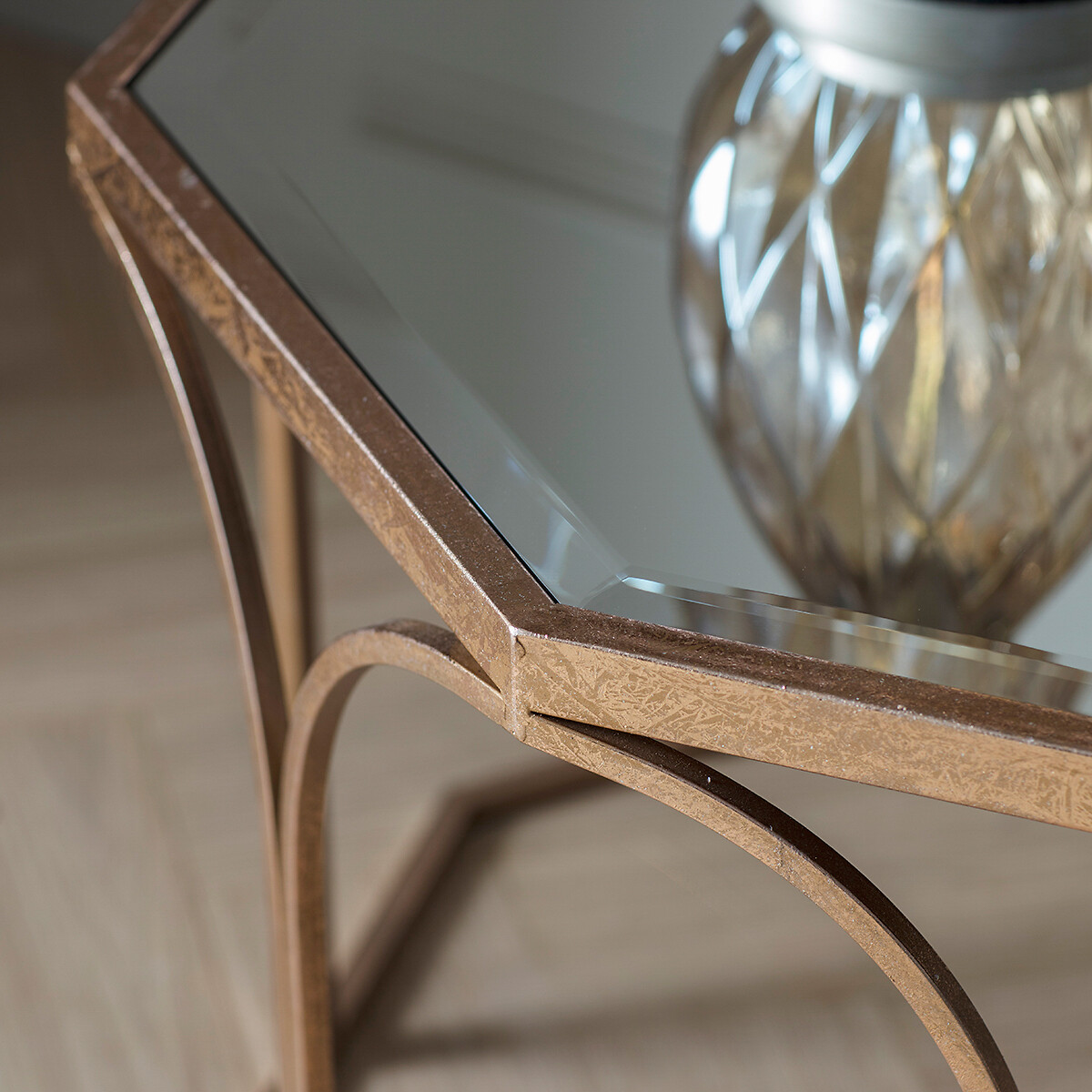 Munger Octagonal Smoked Glass Coffee Table gold-coloured, SO'HOME