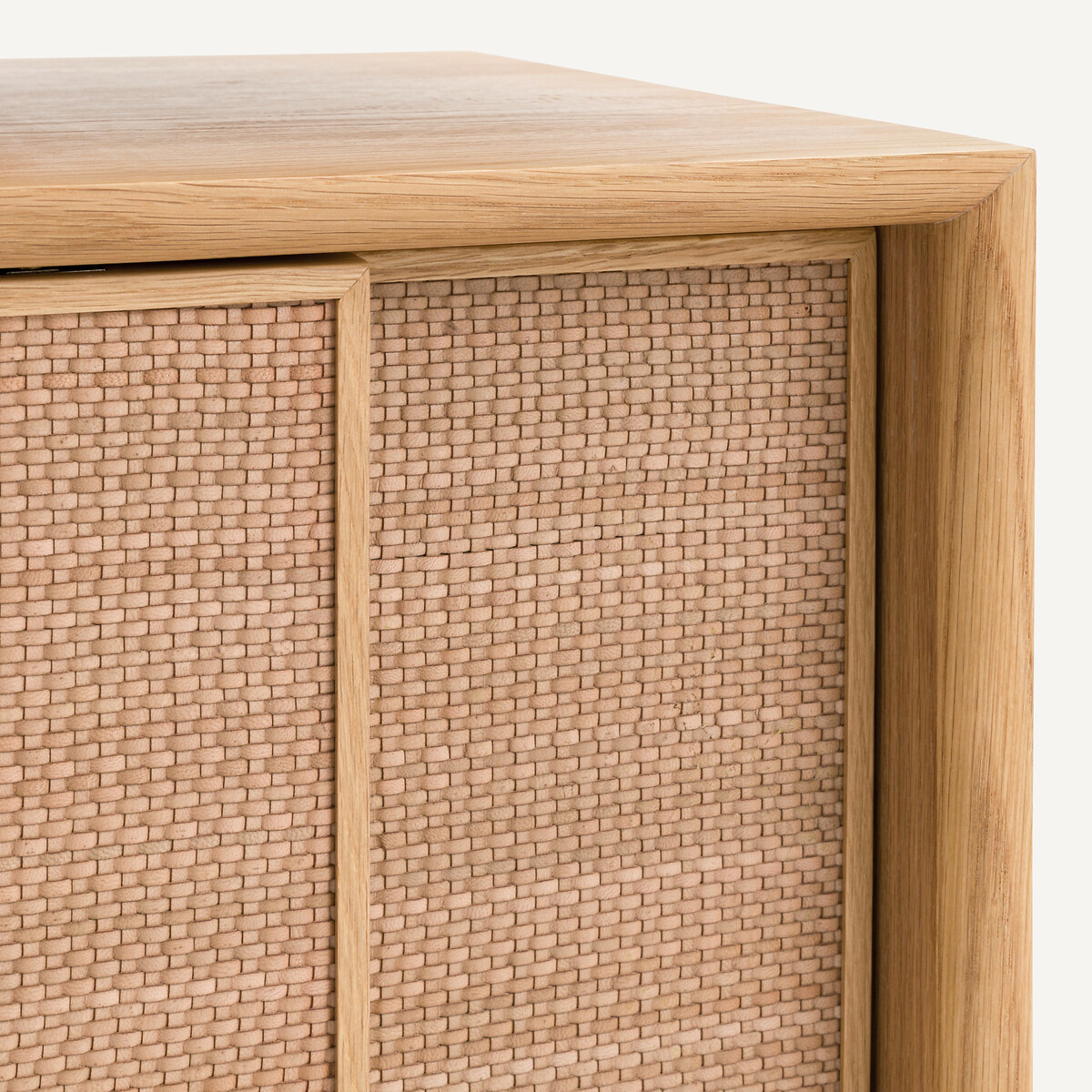 Meuble TV enfilade chêne, plaqué et cuir, Propono chêne naturel, AM.PM