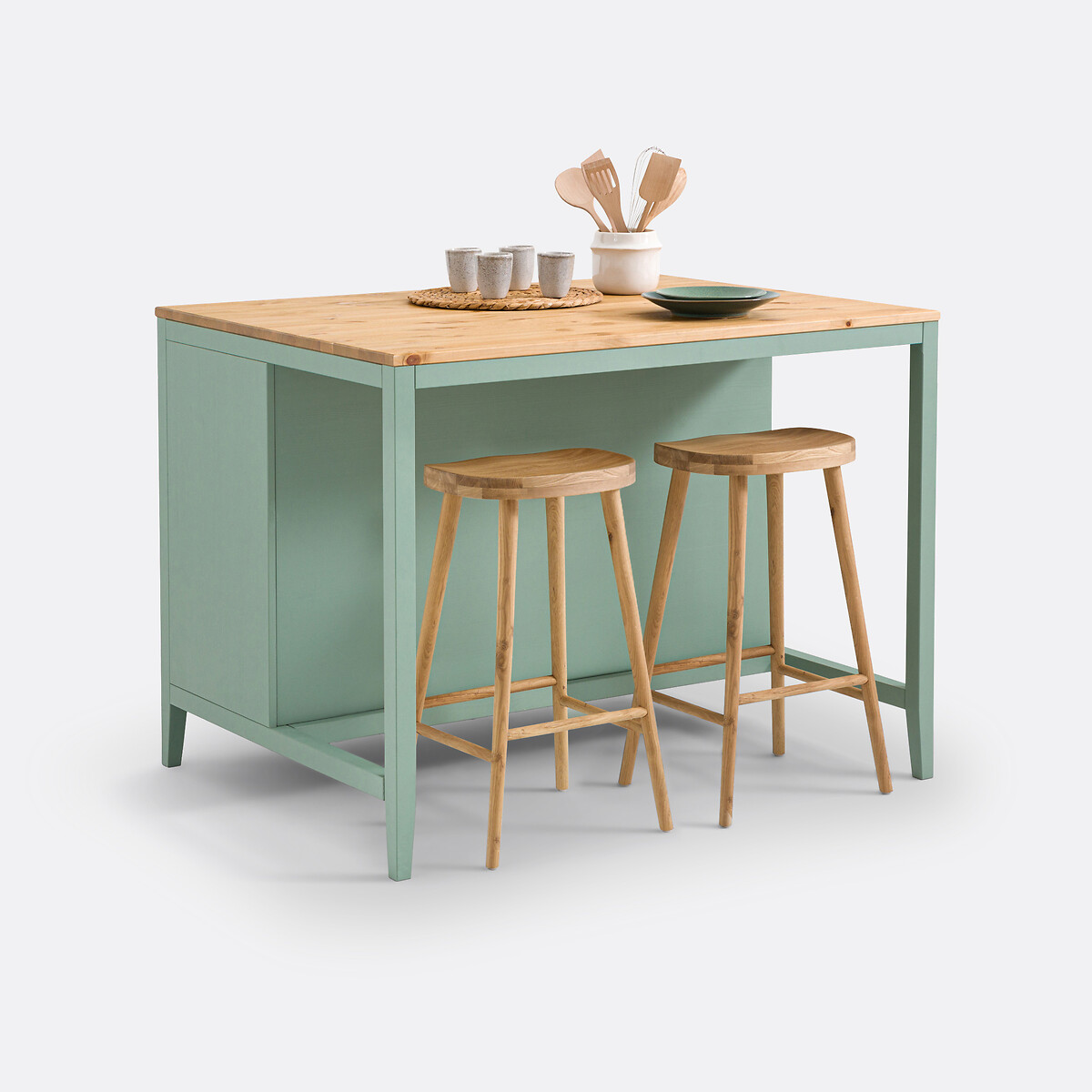 Carlos Solid Pine Kitchen Island green/natural, LA REDOUTE INTERIEURS