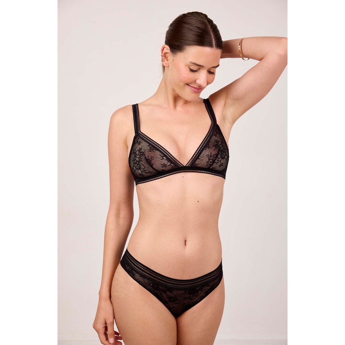 Soutien-gorge triangle en dentelle MISS LEJABY noir, MAISON LEJABY