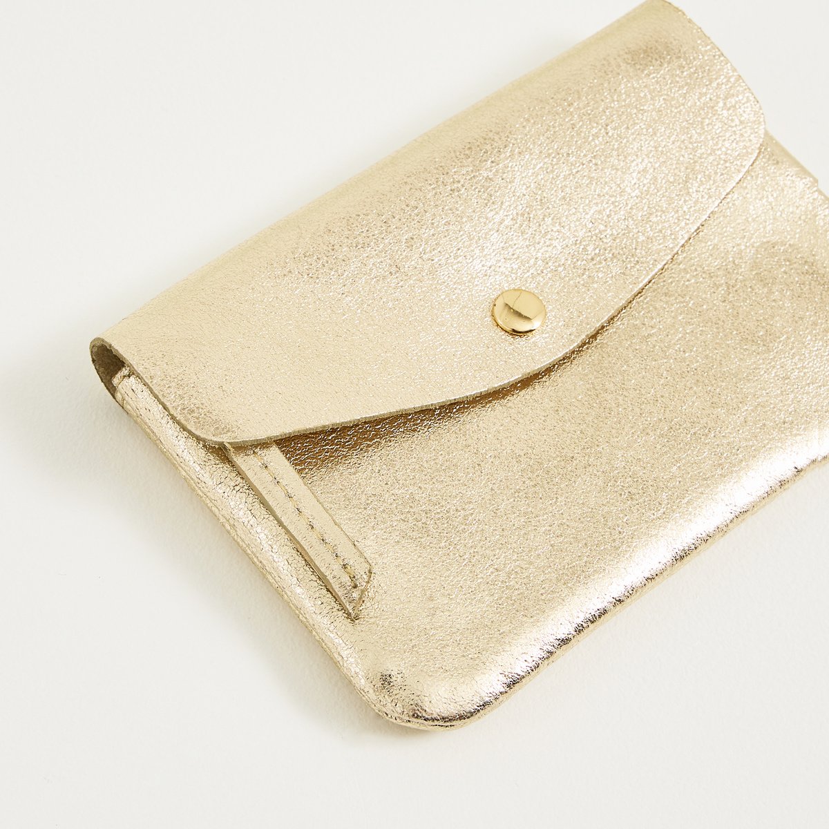 Porte-monnaie en croûte de cuir jaune couleur or, GRAIN DE MALICE