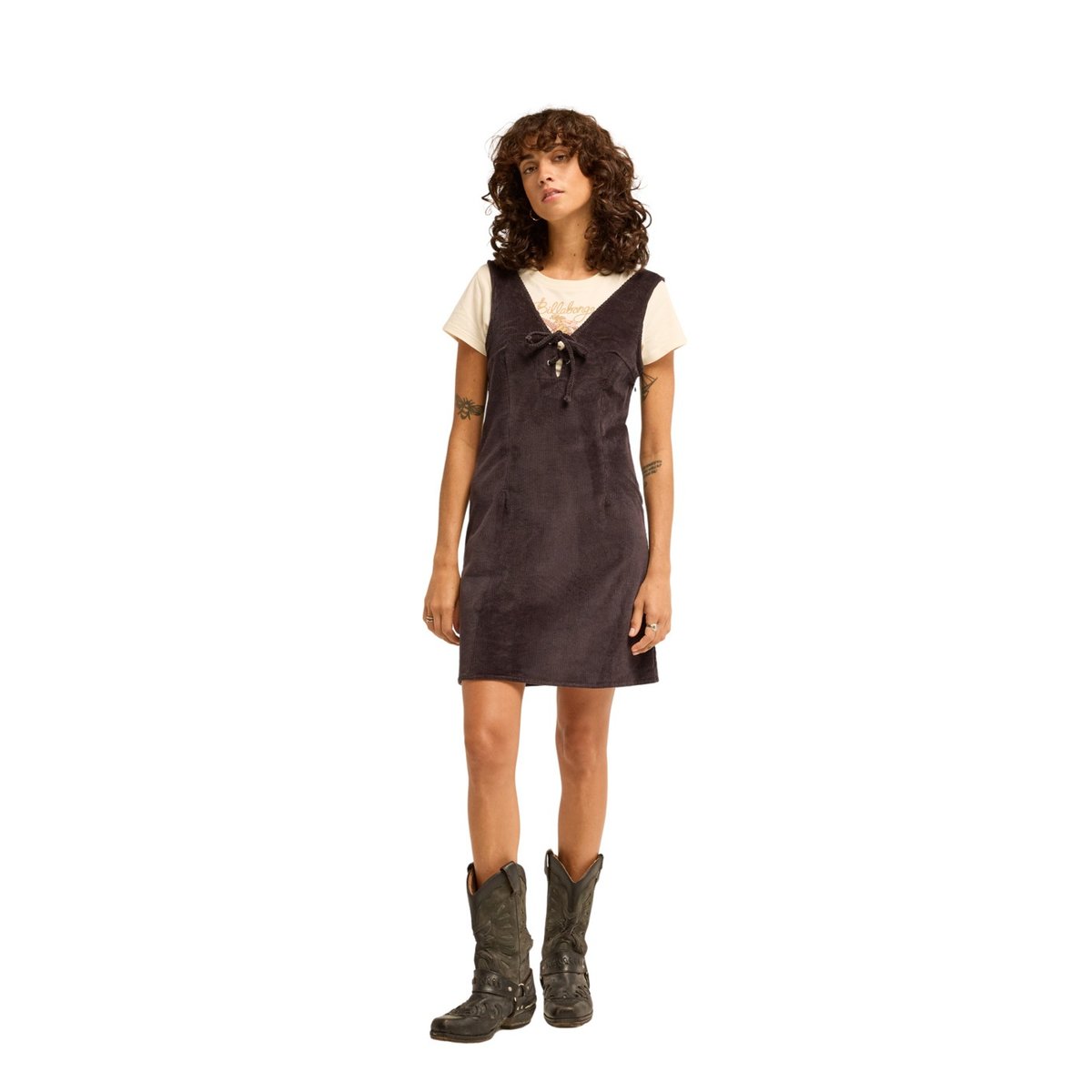Robe en velours côtelé MY ROMANCE noir black sands, BILLABONG