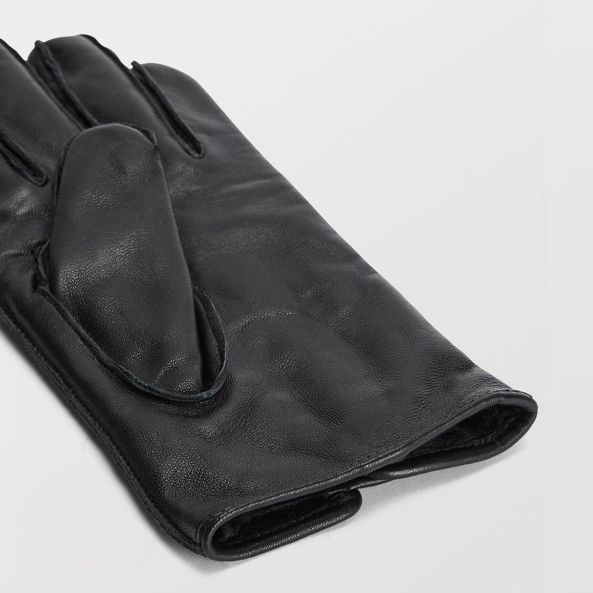 Gants en cuir noir, MONOPRIX