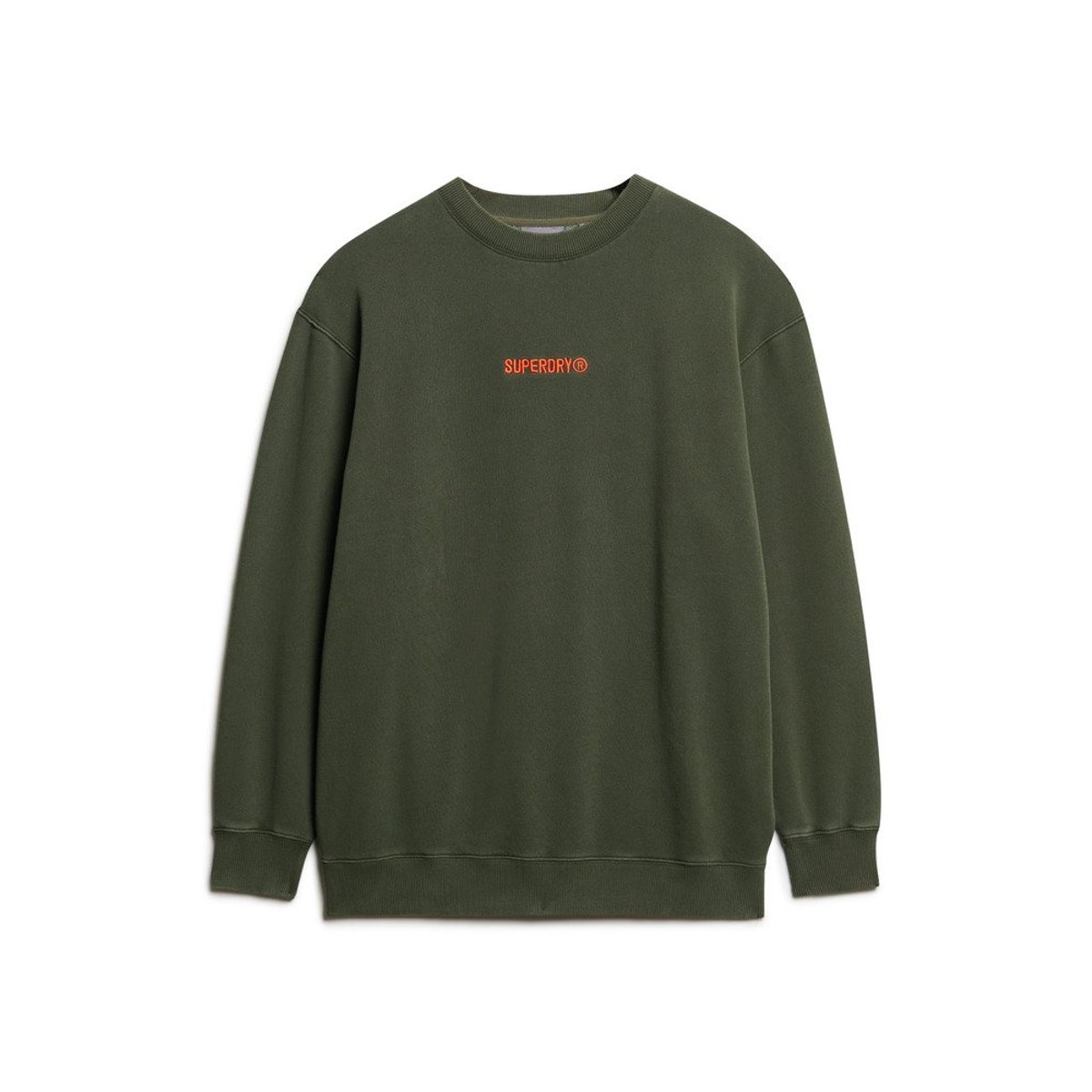 Sweatshirt ample à col ras-du-cou Micro Logo Graphic kaki militaire, SUPERDRY
