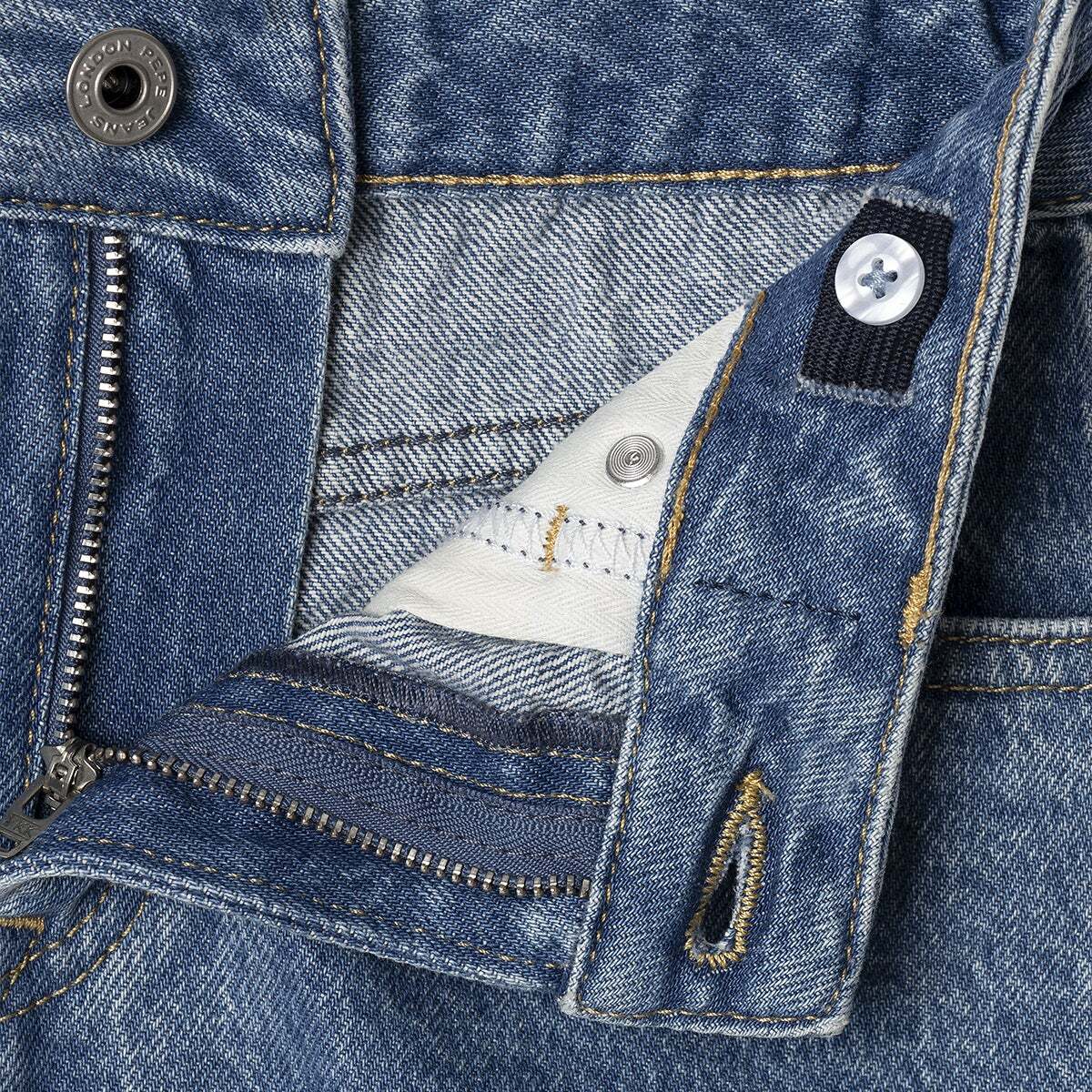 Short En Denim Coupe Décontractée medium blue rigid denim, PEPE JEANS