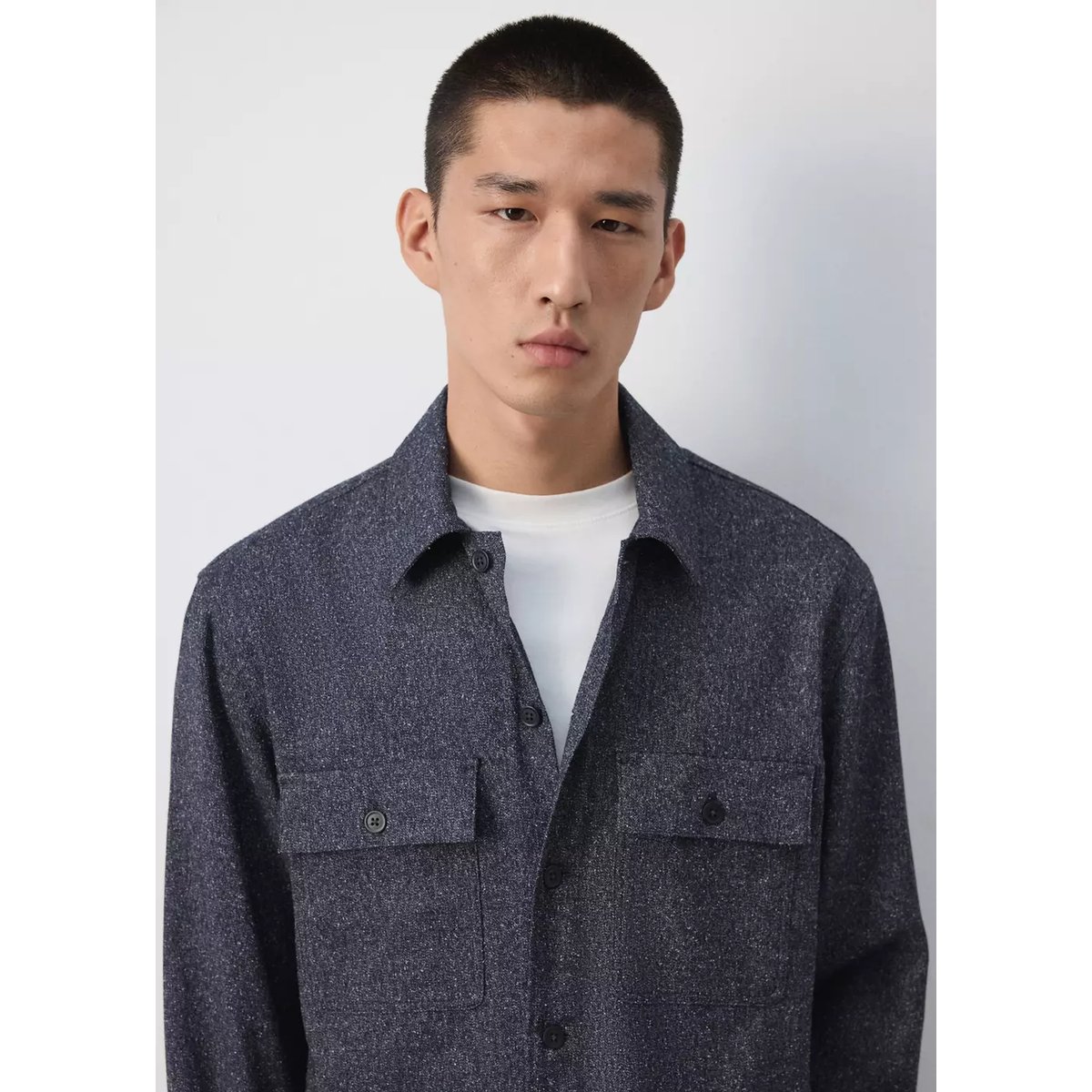 Surchemise regular fit texturée bleu, MANGO MAN