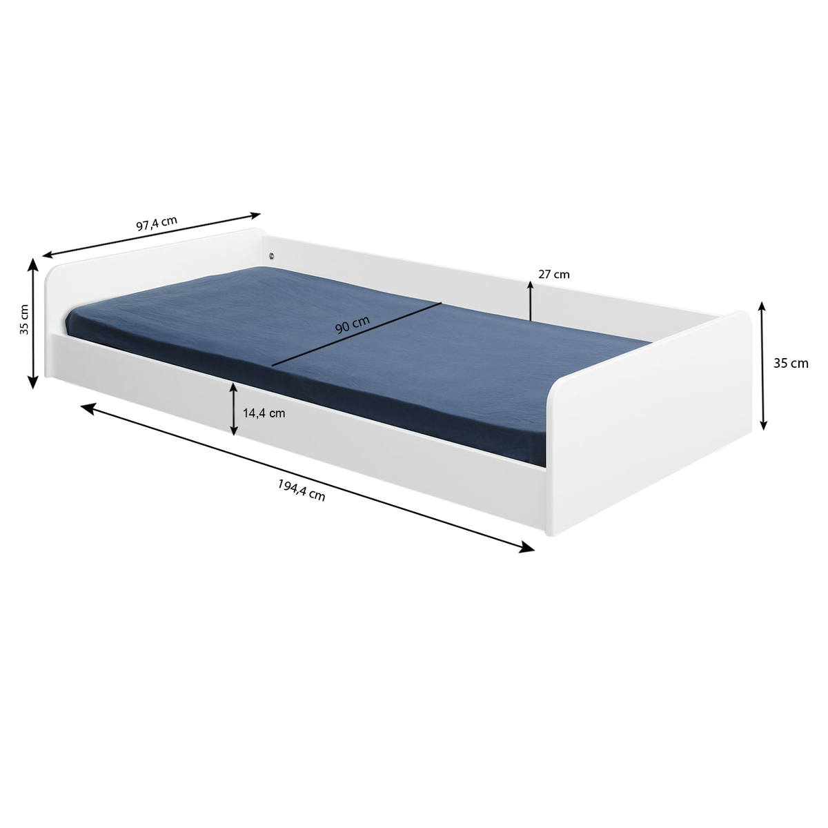 Lit Montessori avec barrière Bois massif  HARPE bois naturel, AKITEN RETAIL